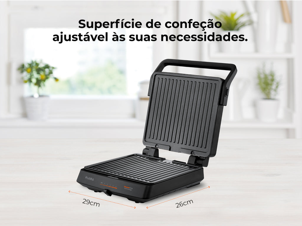 Grelhador Elétrico de Placas SlideControl HeatPro 2000W 4586FL FLAMA