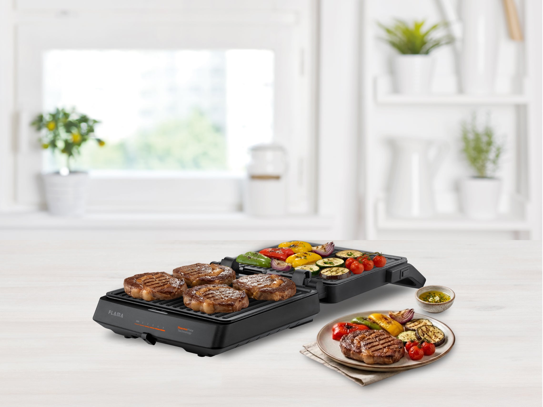 Grelhador Elétrico de Placas SlideControl HeatPro 2000W 4586FL FLAMA