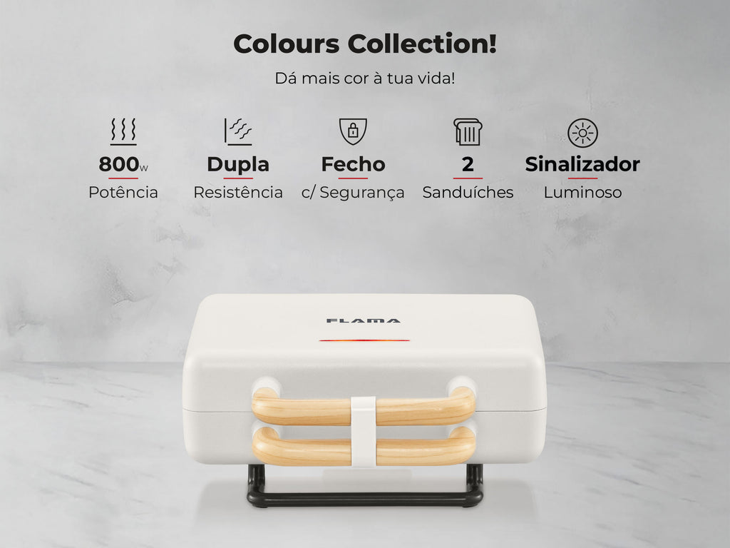 Sanduicheira Grill Pearl White 800W 4961FL FLAMA