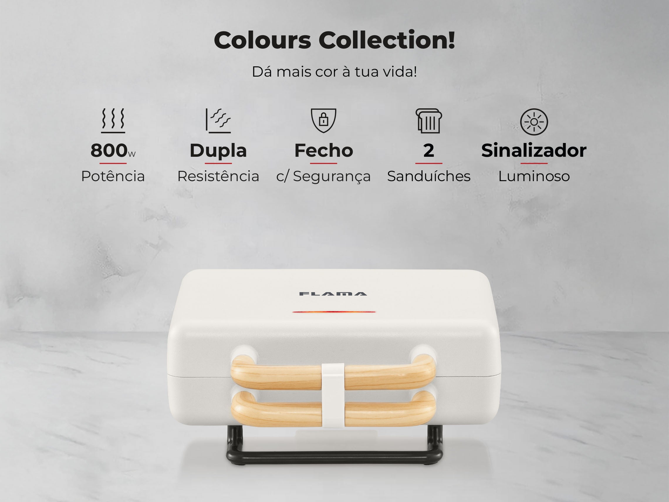 Sanduicheira Grill Pearl White 800W 4961FL FLAMA