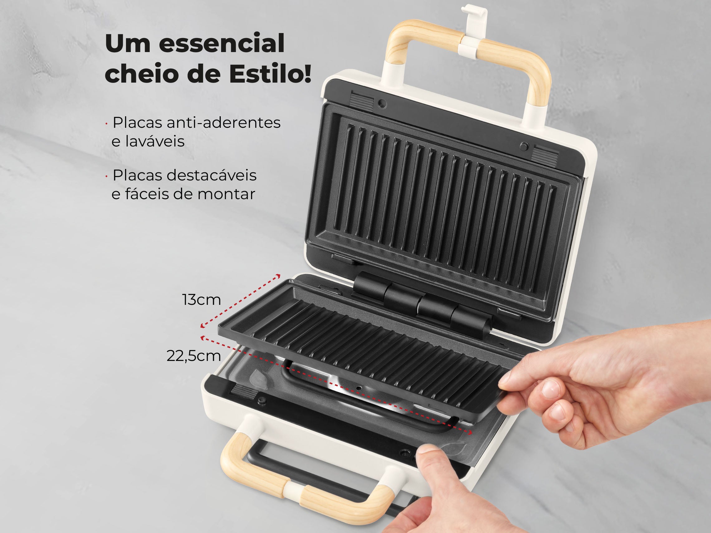 Sanduicheira Grill Pearl White 800W 4961FL FLAMA