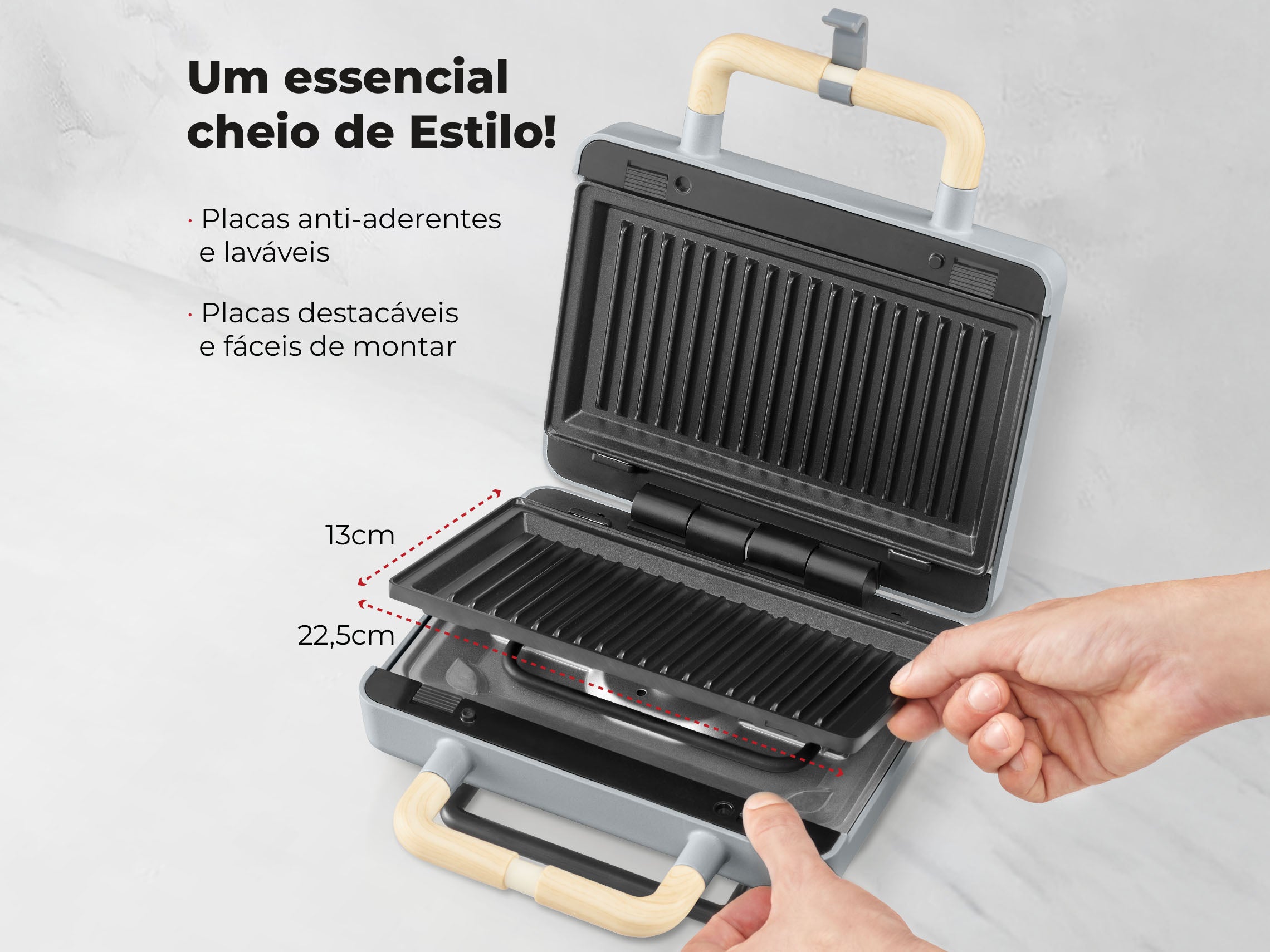 Sanduicheira Grill Stone Gray 800W 4962FL FLAMA