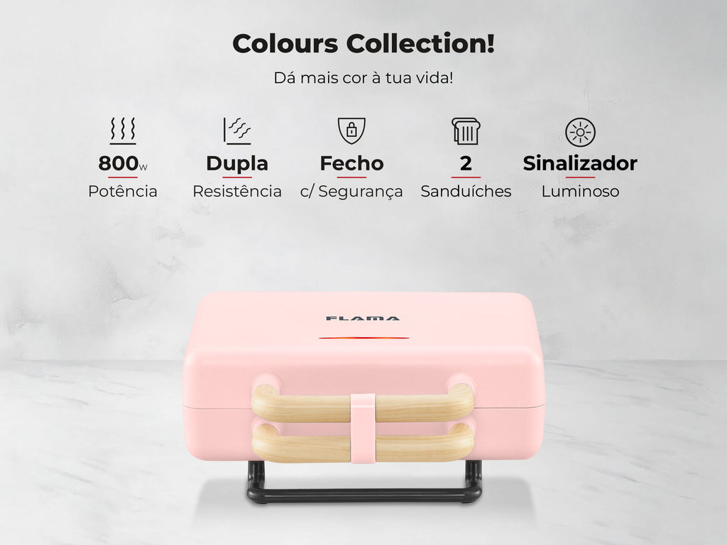Sanduicheira Grill Cherry Pink 800W 4963FL FLAMA