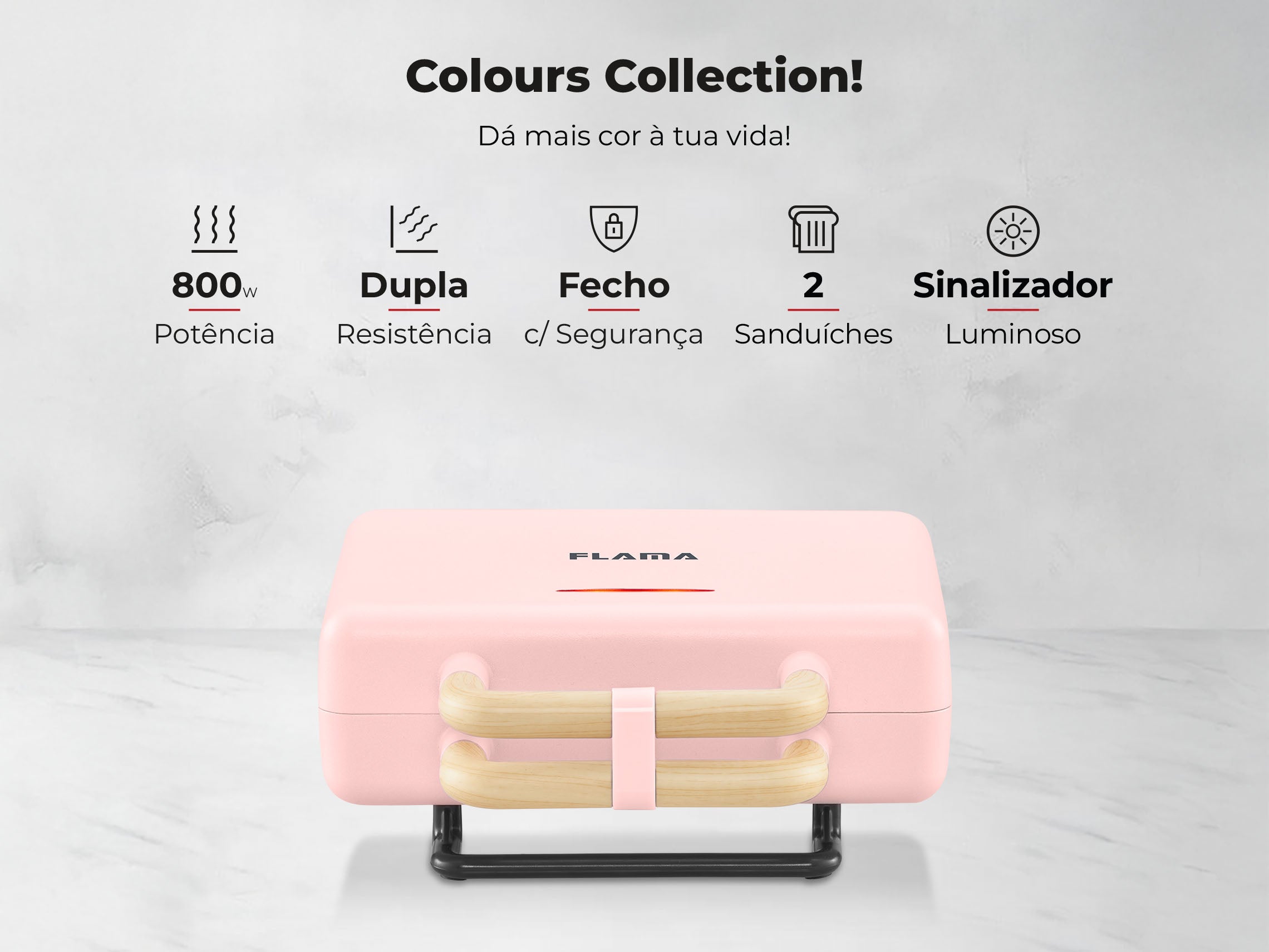 Sanduicheira Grill Cherry Pink 800W 4963FL FLAMA