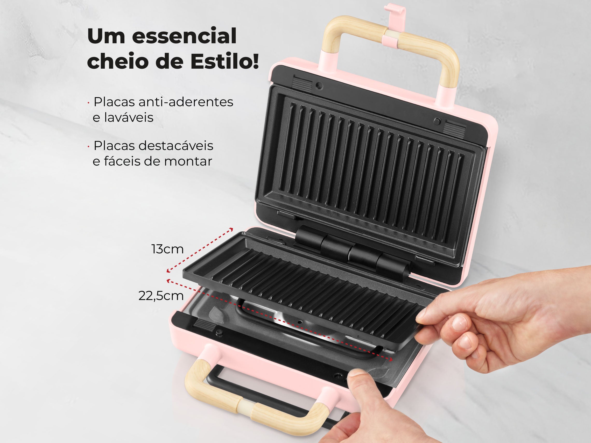 Sanduicheira Grill Cherry Pink 800W 4963FL FLAMA