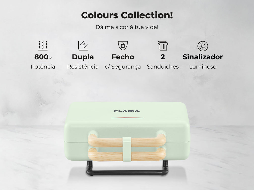 Sanduicheira Grill Mint Green 800W 4964FL FLAMA