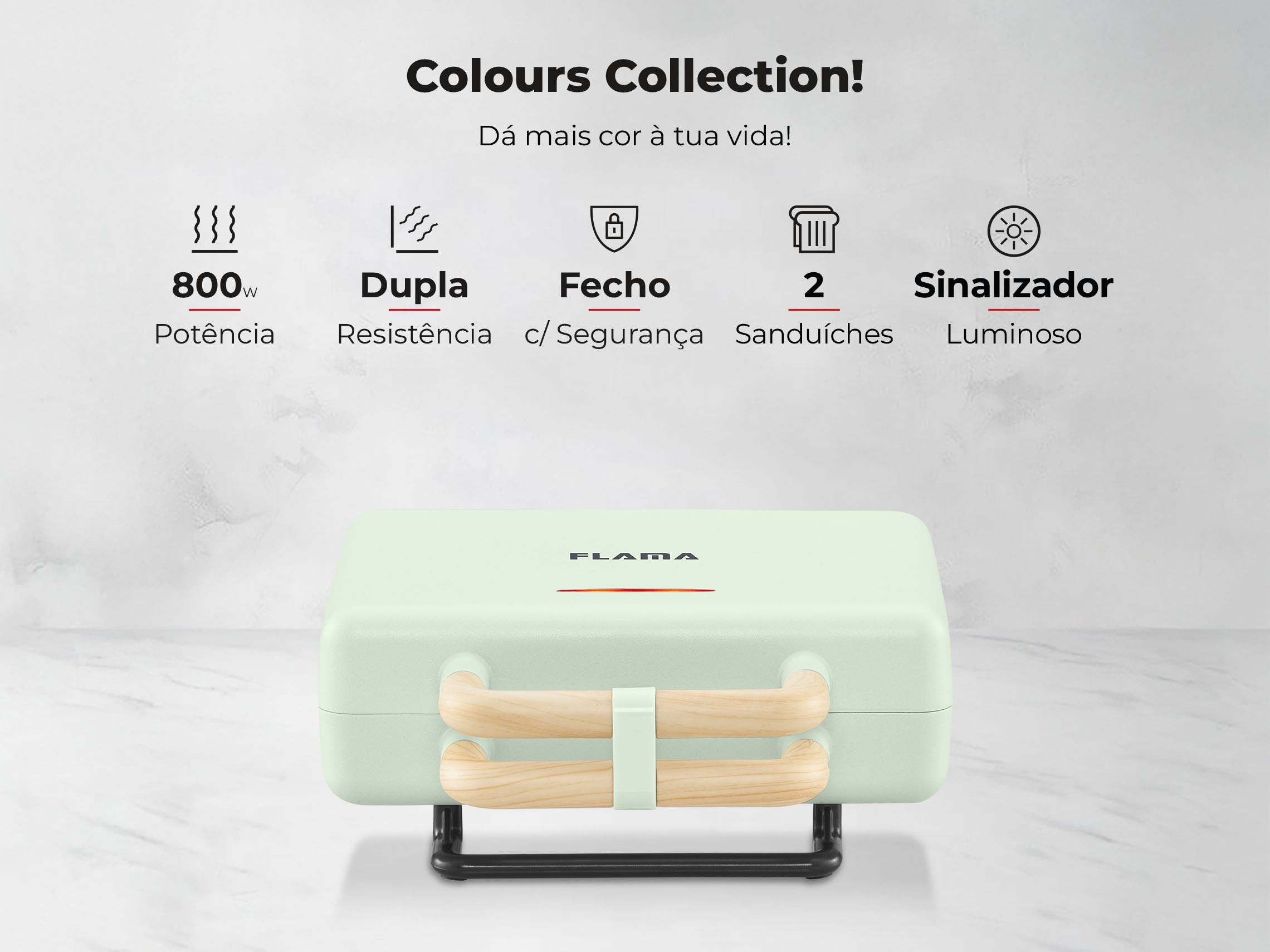 Sanduicheira Grill Mint Green 800W 4964FL FLAMA