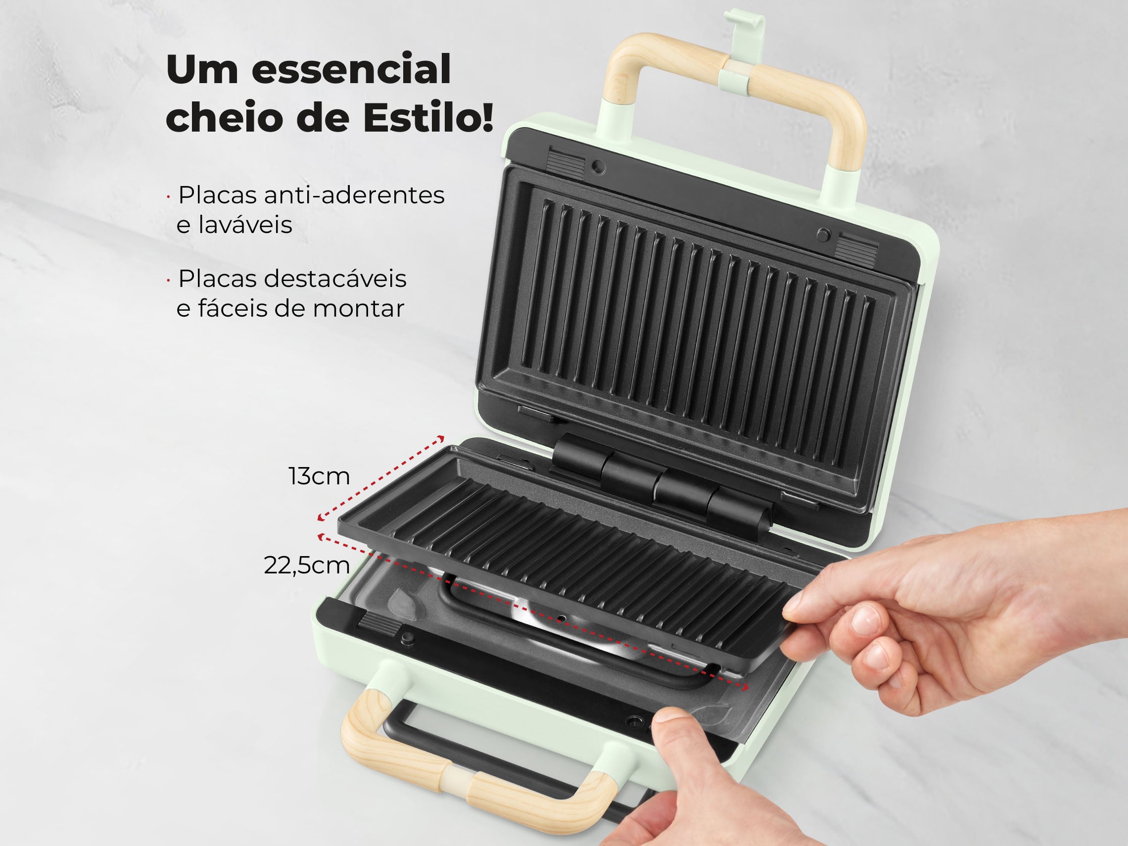 Sanduicheira Grill Mint Green 800W 4964FL FLAMA