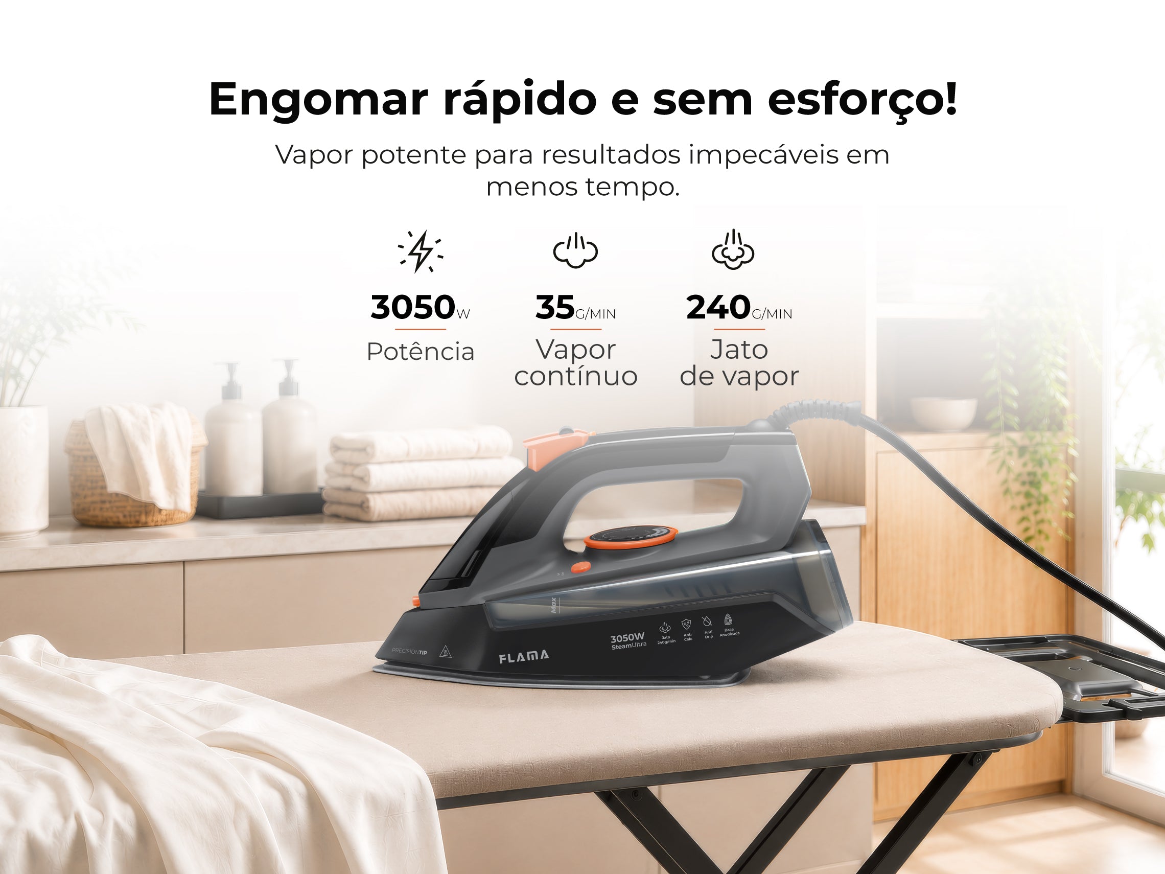 Ferro a Vapor SteamUltra AnodizedPlate 3050W Preto 5398FL