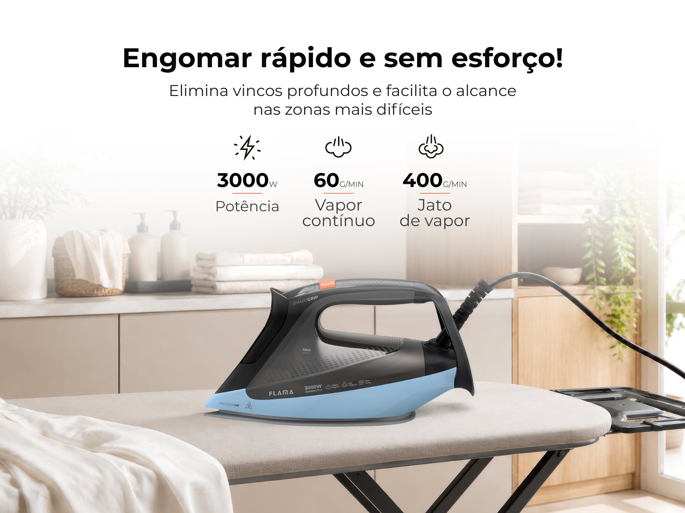 Ferro a Vapor SteamUltra SmartGrip 3000W 5399FL FLAMA