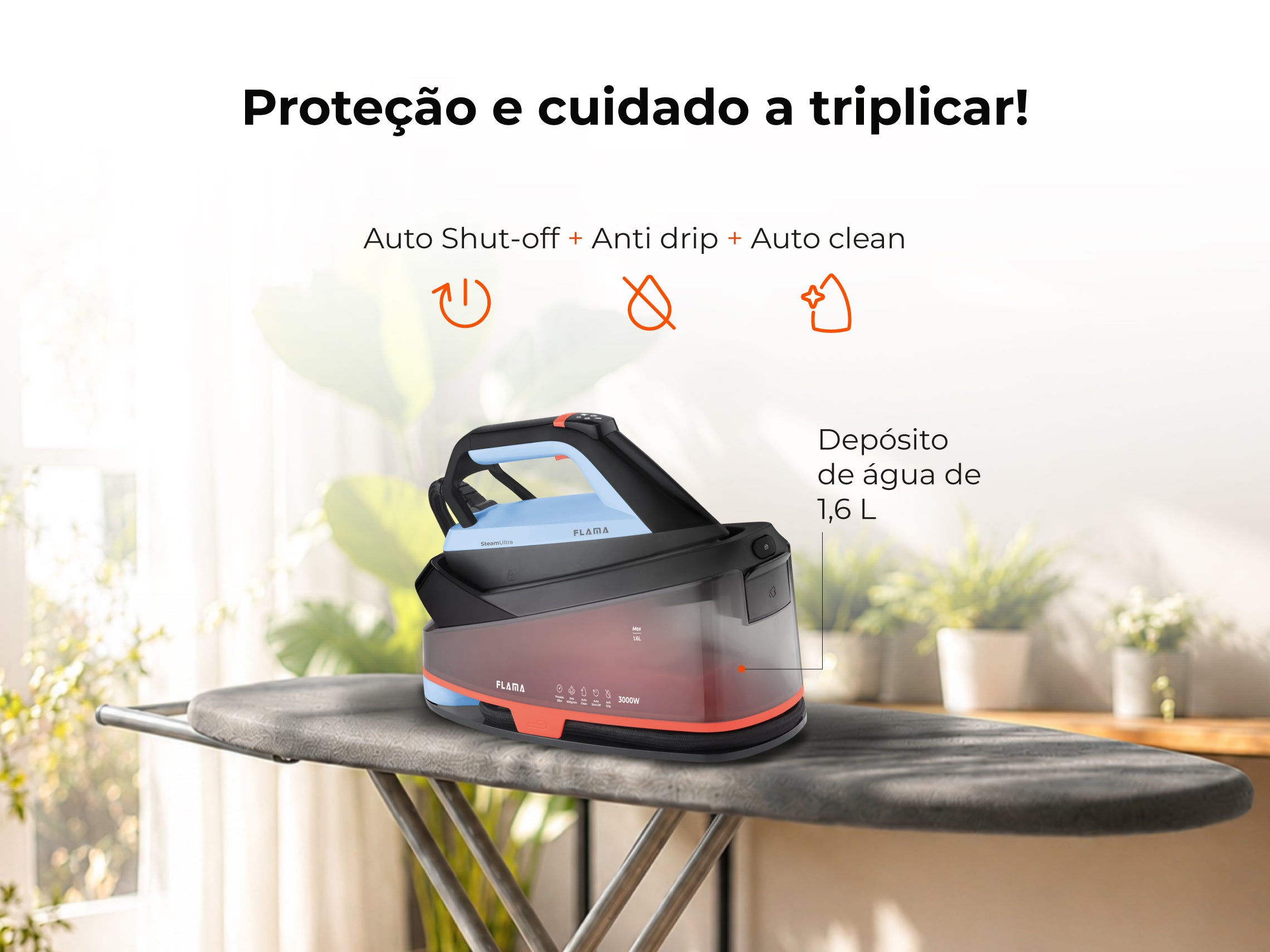 Ferro com Caldeira SteamUltra 3000W Azul 5542FL FLAMA