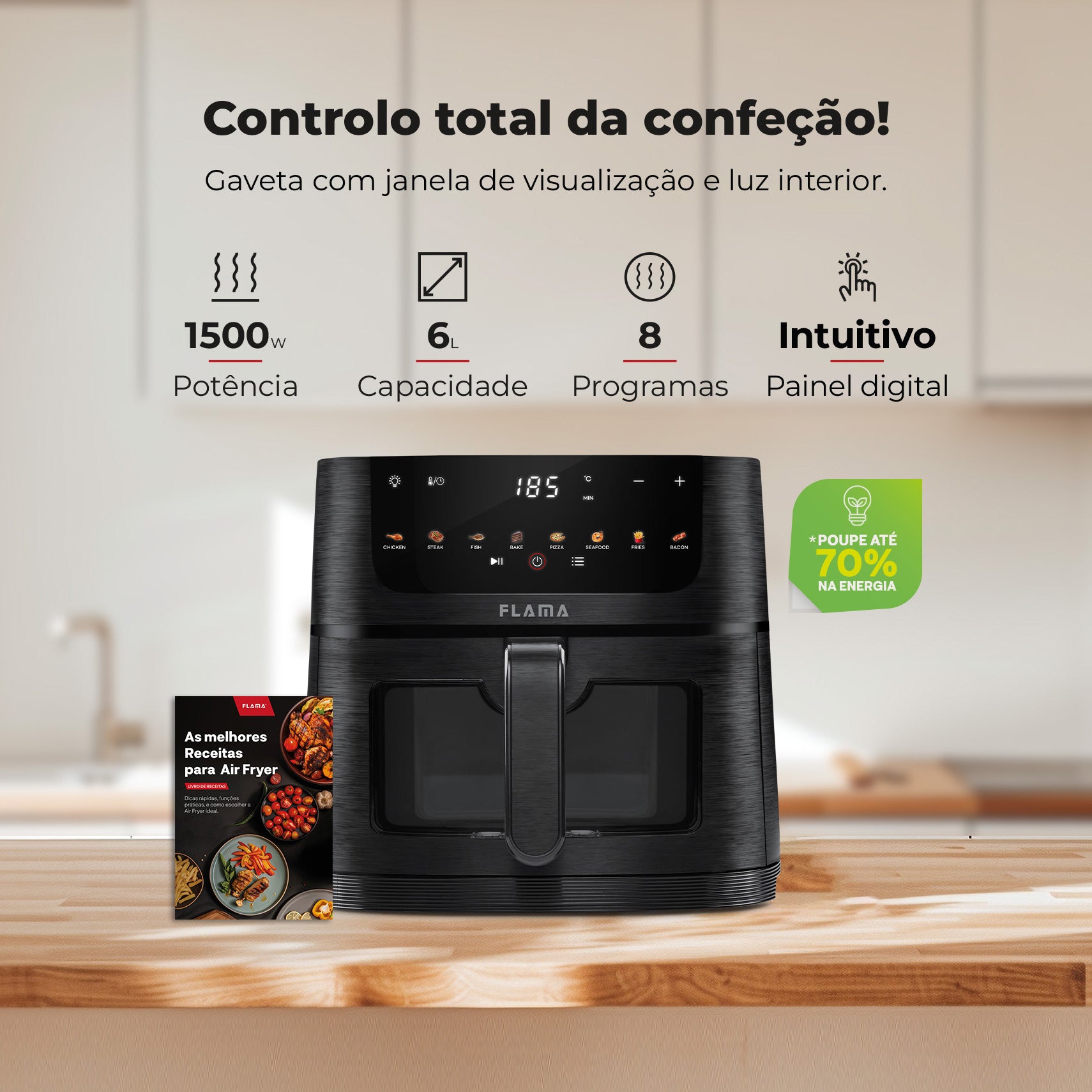 Fritadeira Sem Óleo Air Fryer C/ Janela 6L 644FL