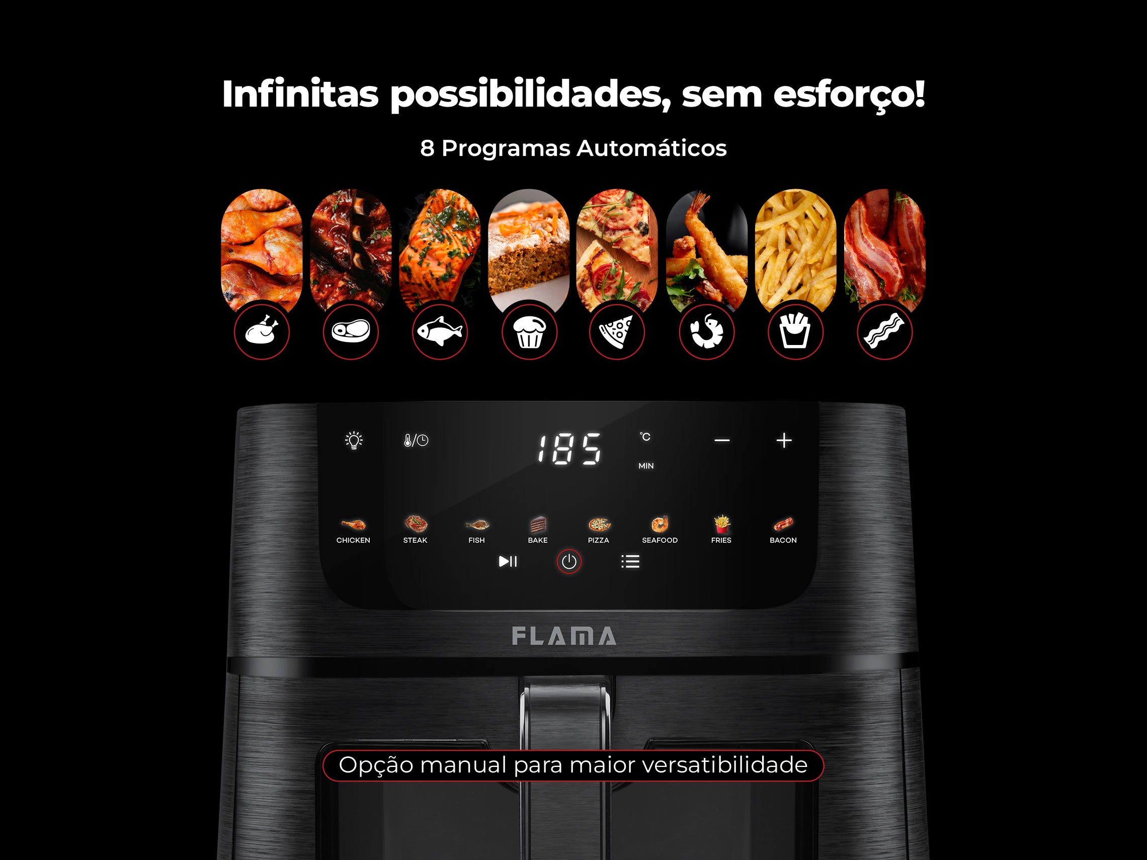 Fritadeira Sem Óleo Air Fryer C/ Janela 6L 644FL FLAMA