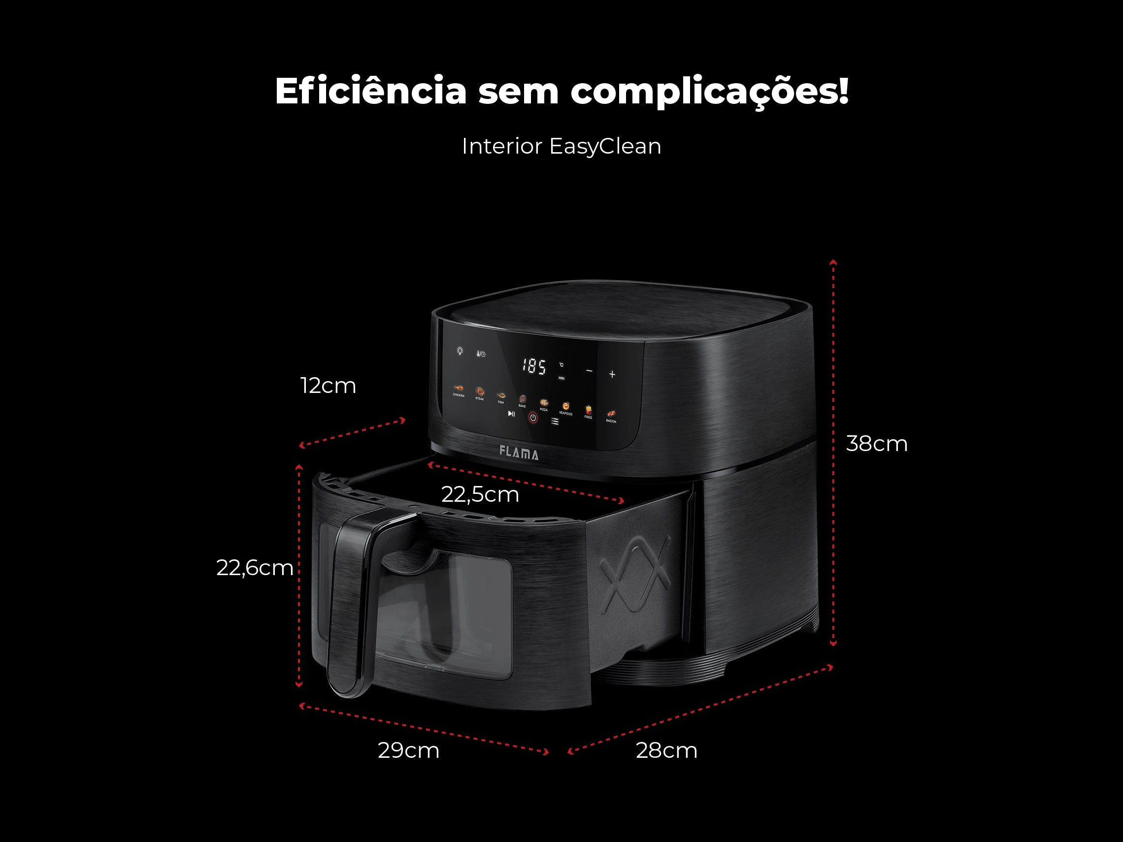 Fritadeira Sem Óleo Air Fryer C/ Janela 6L 644FL FLAMA