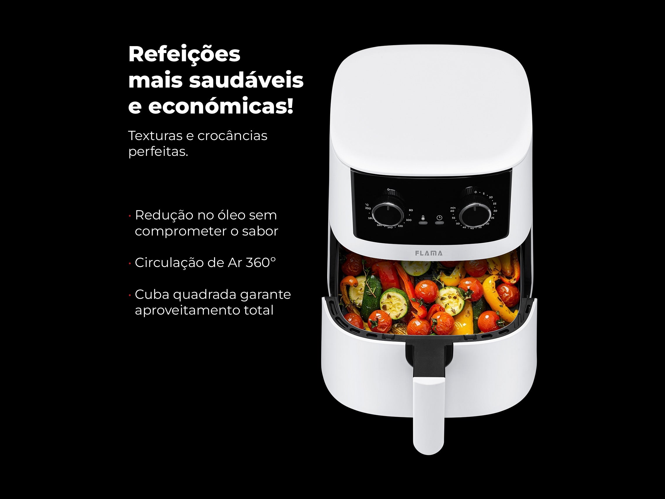 Fritadeira Sem Óleo Air Fryer 4.2L Branca 645FL FLAMA