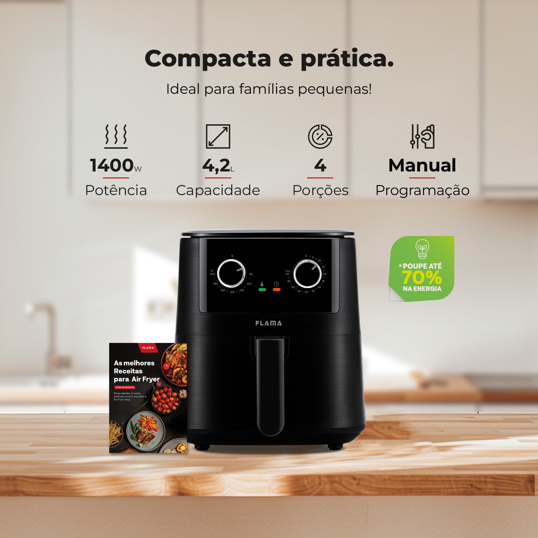 Fritadeira Sem Óleo Air Fryer 4.2L Preta 646FL