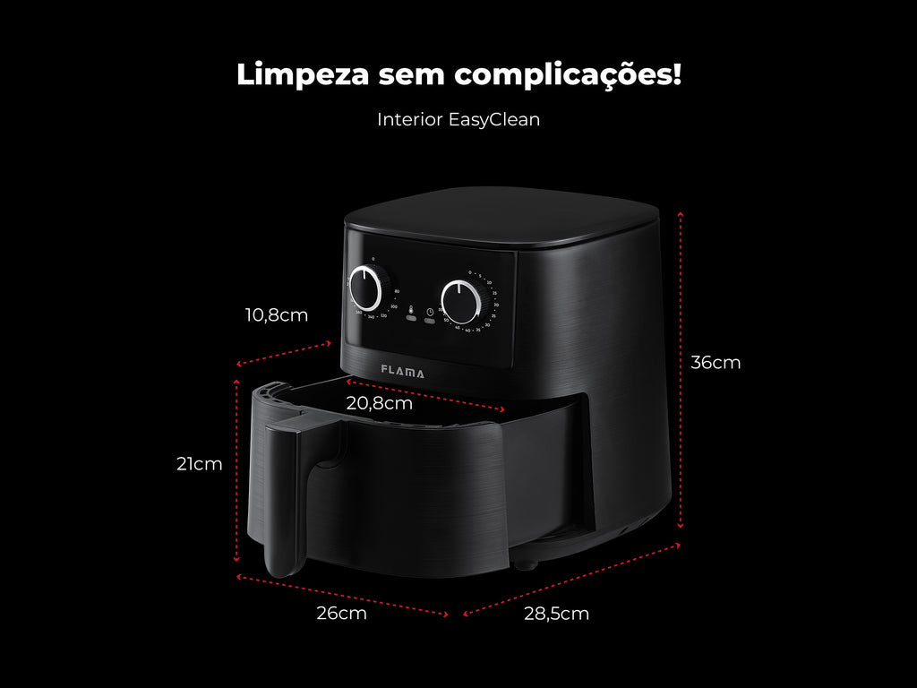 Fritadeira Sem Óleo Air Fryer 4.2L Preta 646FL FLAMA