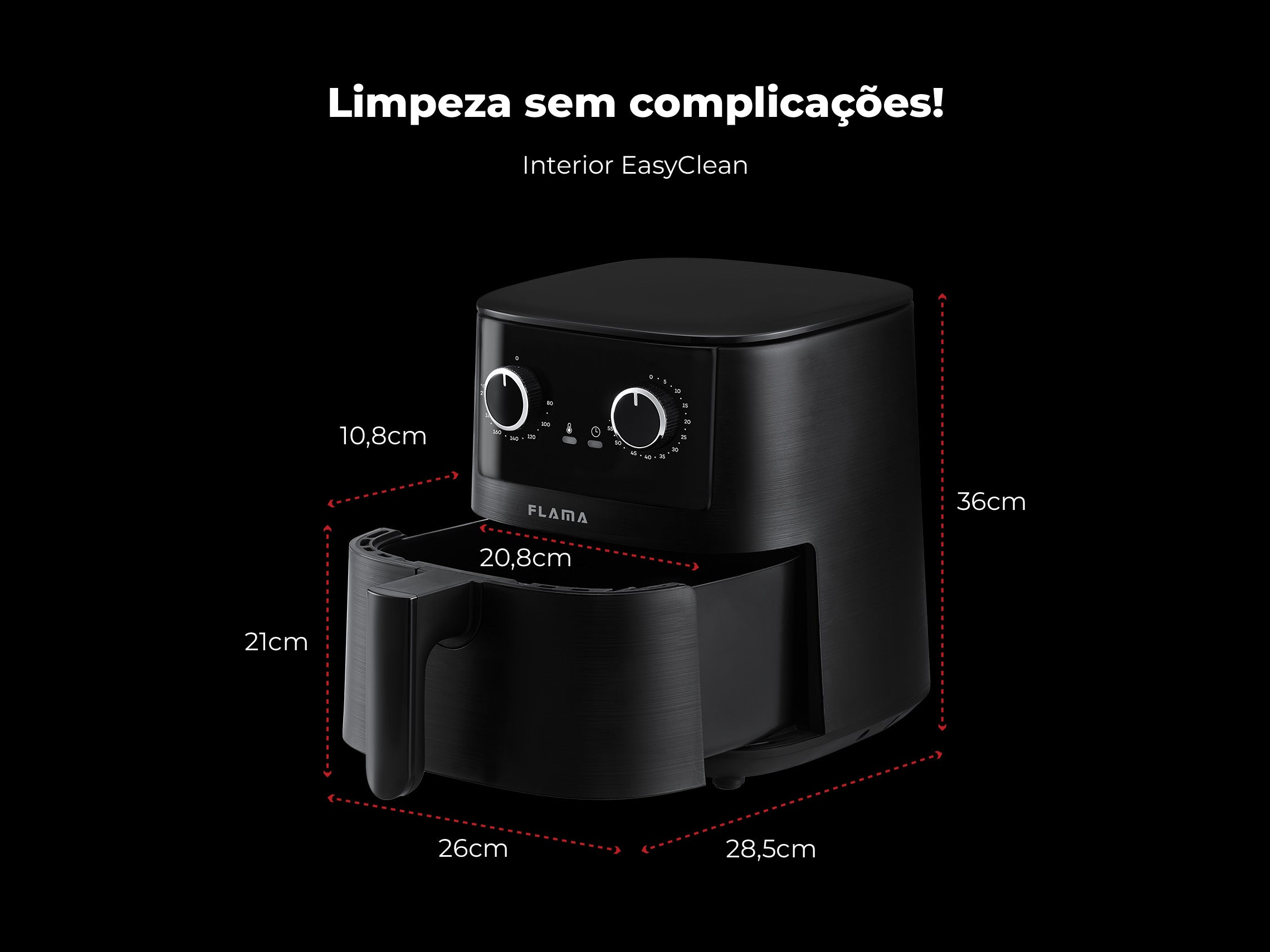 Fritadeira Sem Óleo Air Fryer 4.2L Preta 646FL FLAMA