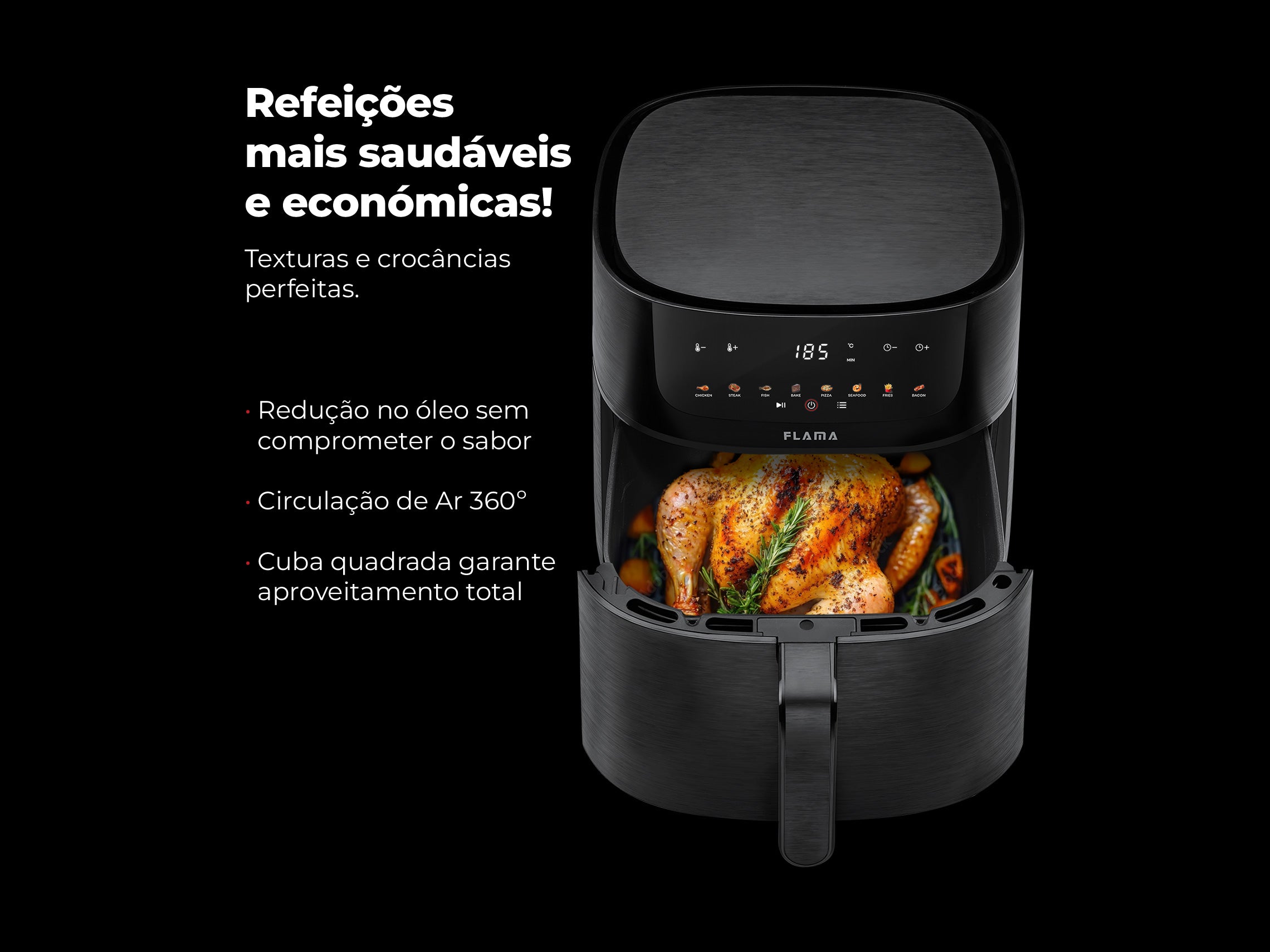 Fritadeira Sem Óleo Air Fryer 8L 648FL FLAMA