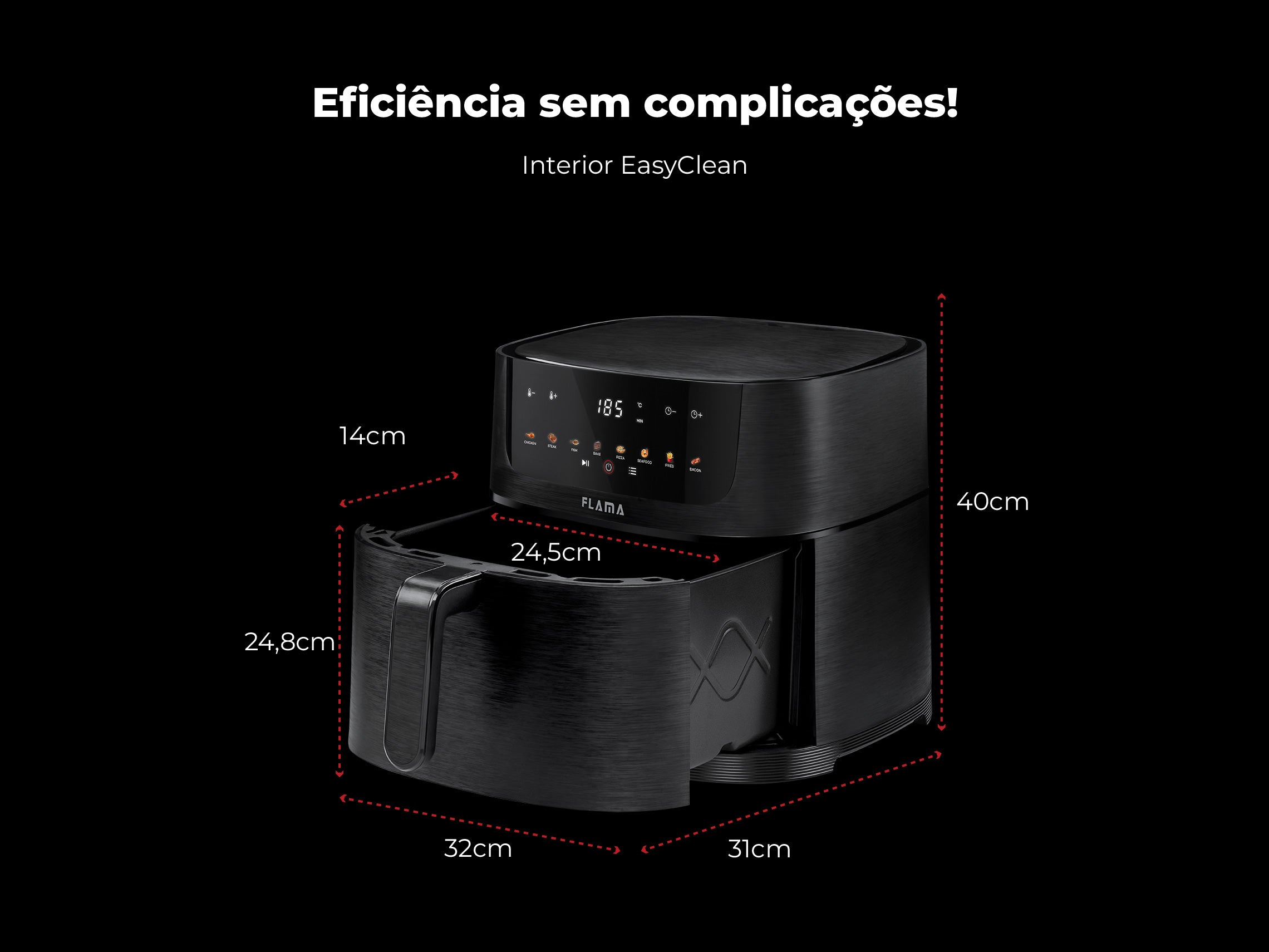 Fritadeira Sem Óleo Air Fryer 8L 648FL FLAMA