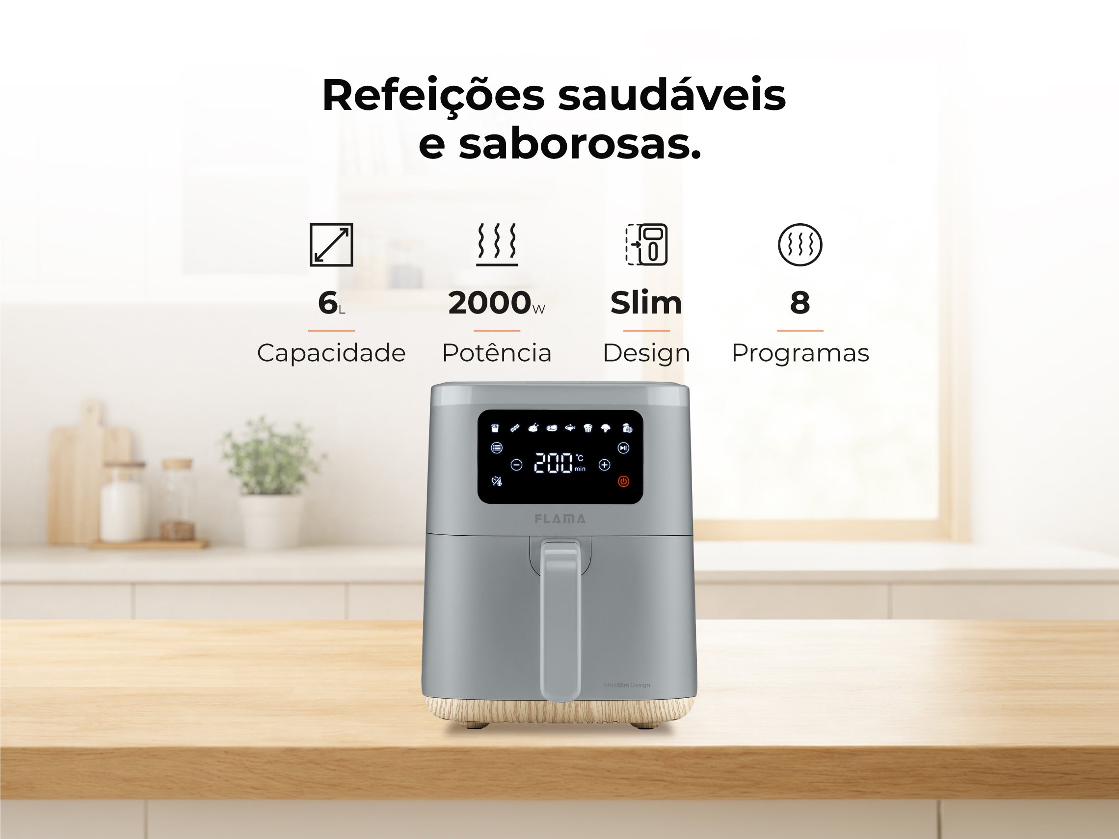 Oil-Free Air Fryer Slim Stone Gray 652FL