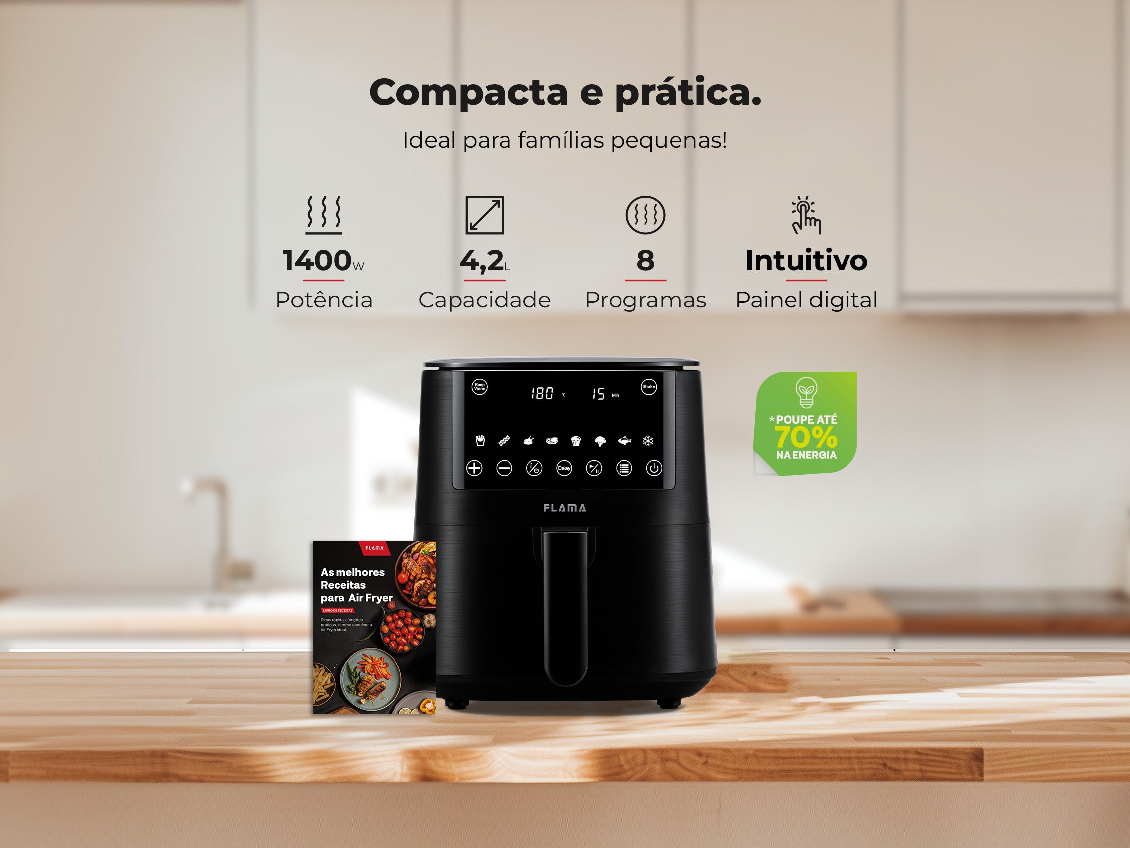 Fritadeira Sem Óleo Air Fryer 4.2L 658FL FLAMA