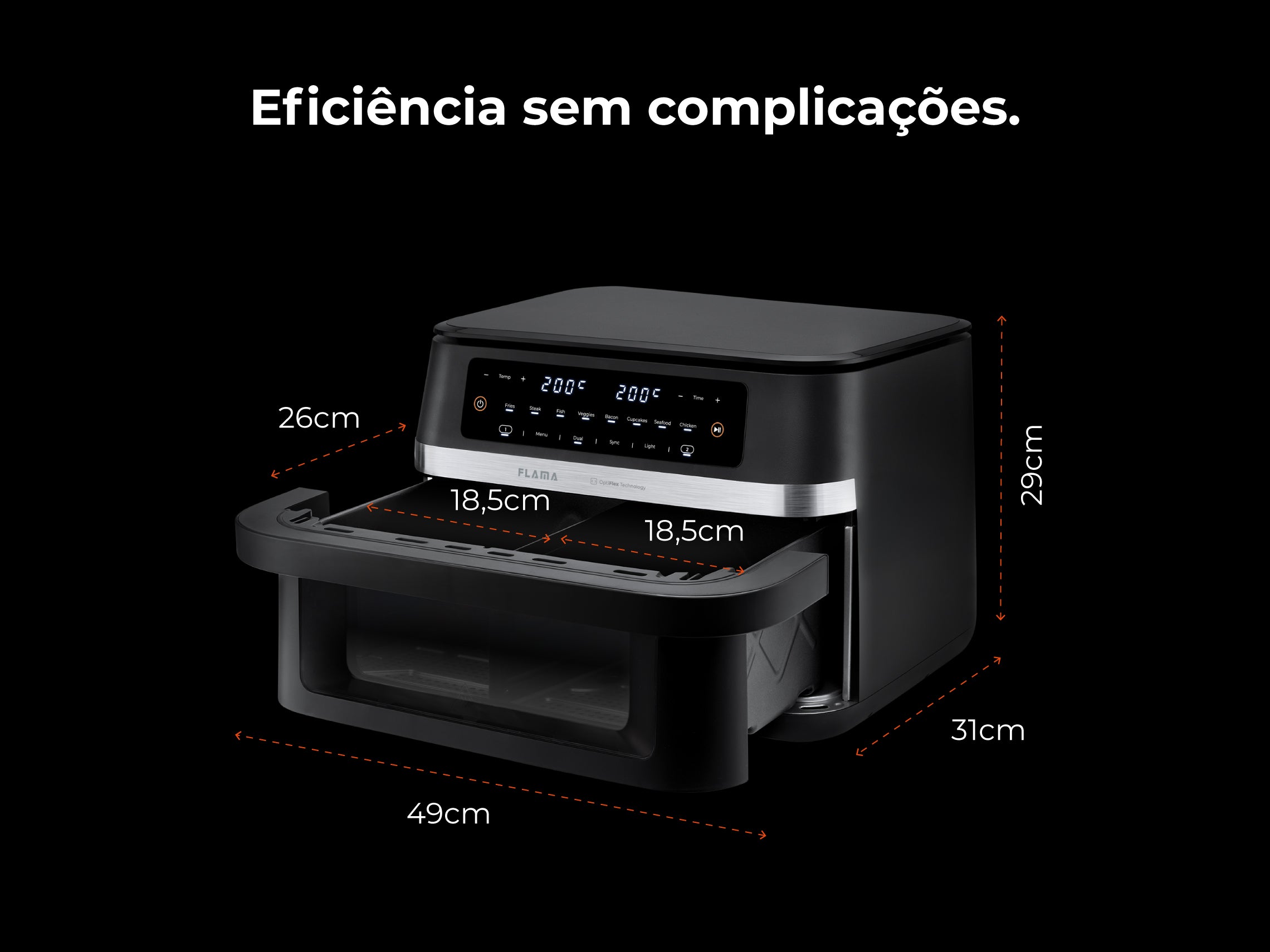 Fritadeira Sem Óleo Air Fryer Ceramic CrisperPlate Flex XXL 674FL