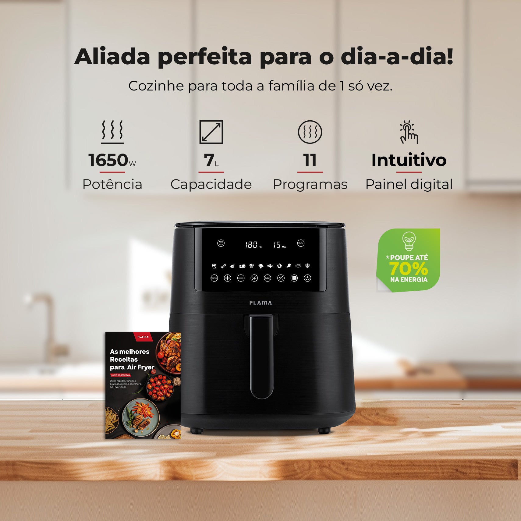 Fritadeira Sem Óleo Air Fryer 7L Preta 682FL