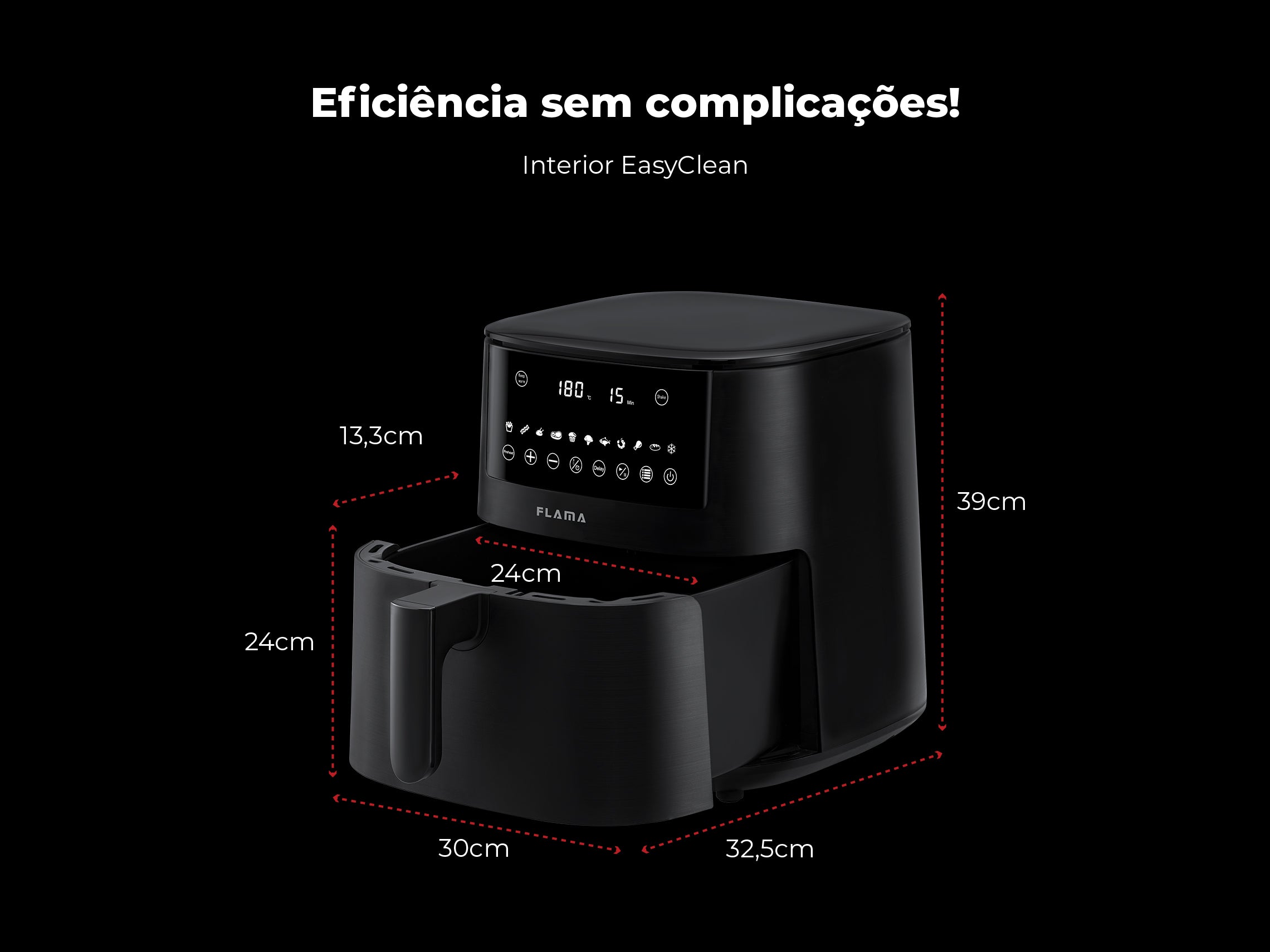 Fritadeira Sem Óleo Air Fryer 7L Preta 682FL FLAMA