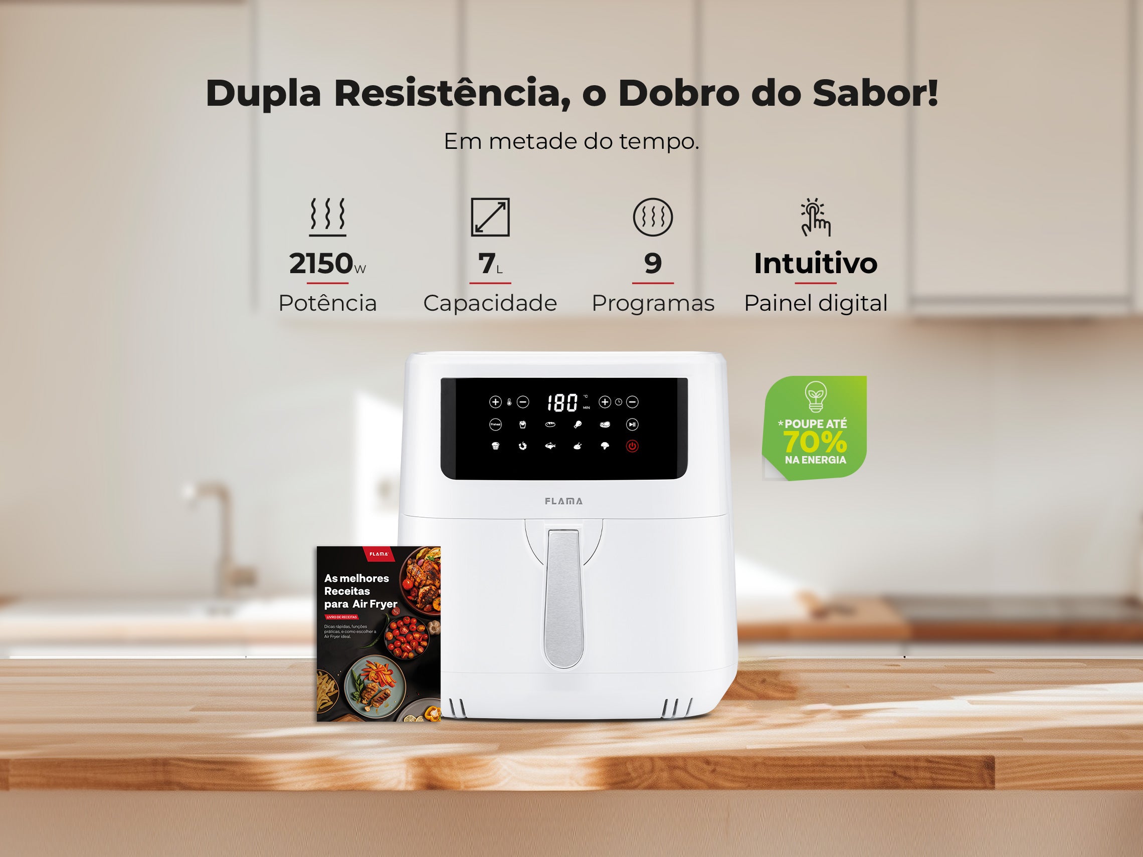 Fritadeira Sem Óleo Air Fryer Dupla Resistência 691FL FLAMA