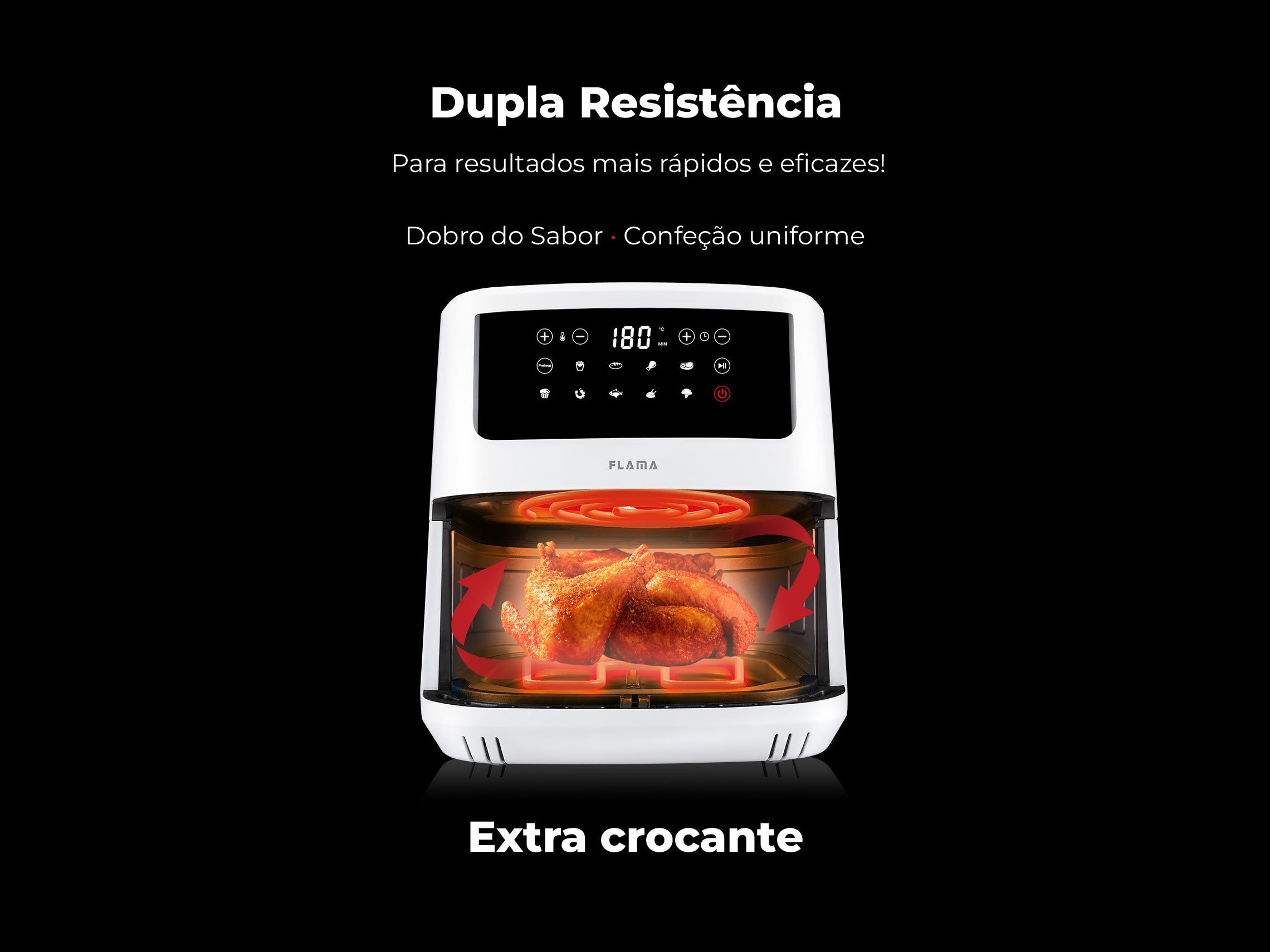 Fritadeira Sem Óleo Air Fryer Dupla Resistência 691FL FLAMA