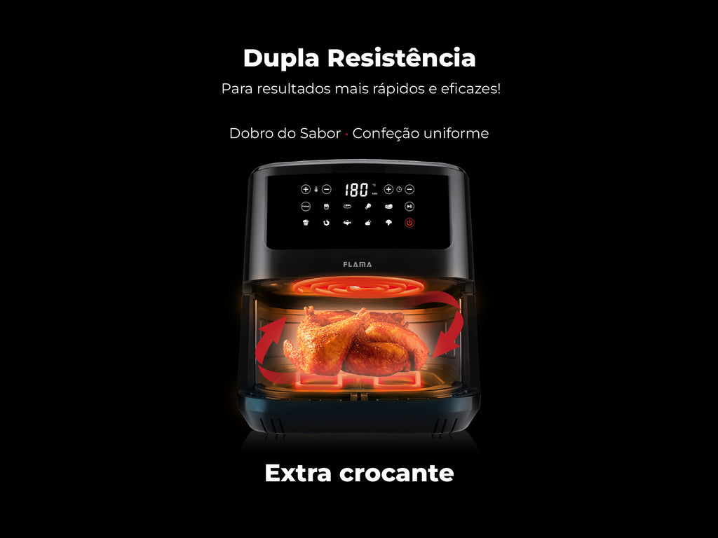 Fritadeira Sem Óleo Air Fryer Dupla Resistência 692FL FLAMA