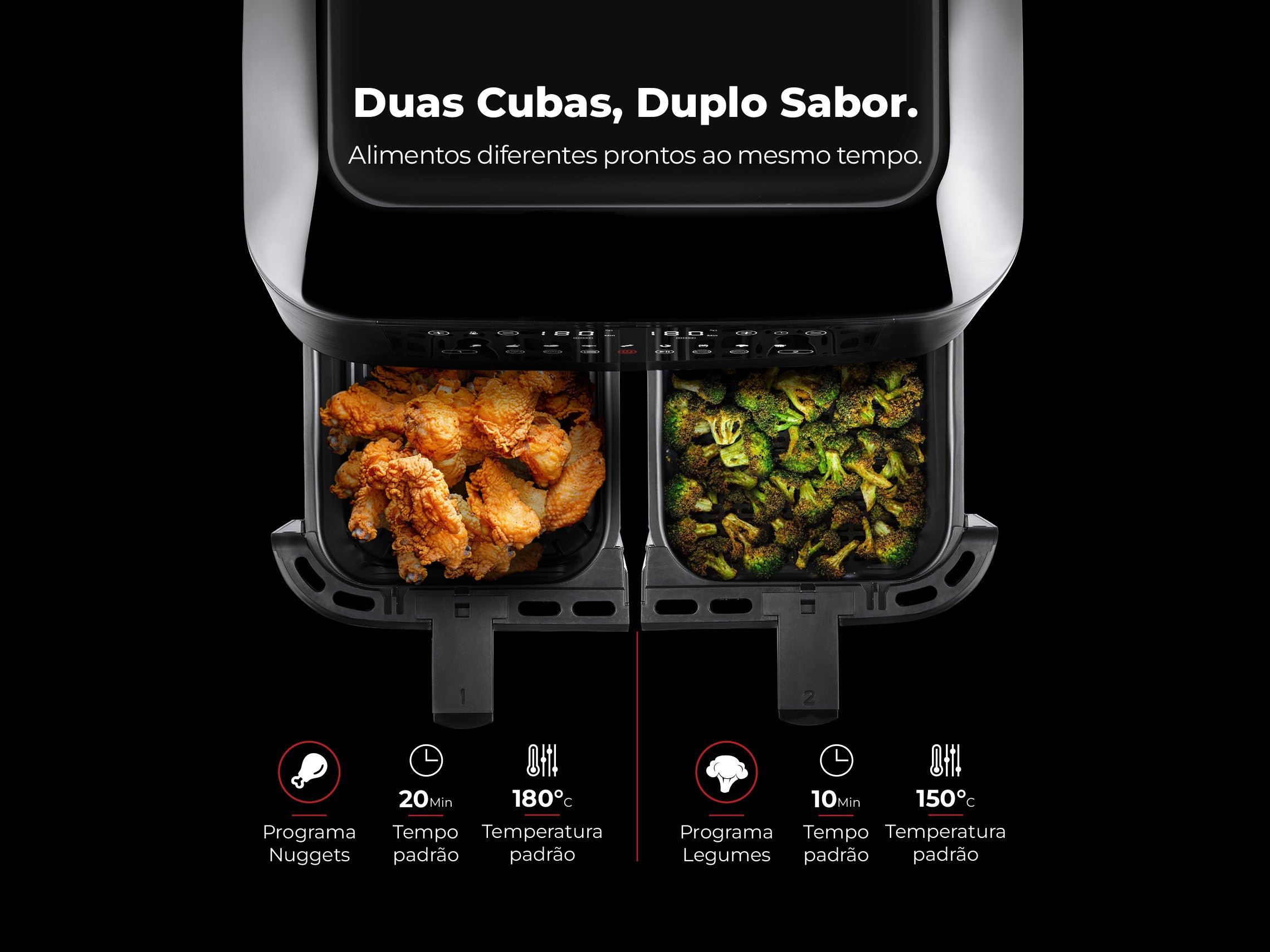 Fritadeira Sem Óleo Air Fryer 2 Gavetas 8L 698FL FLAMA