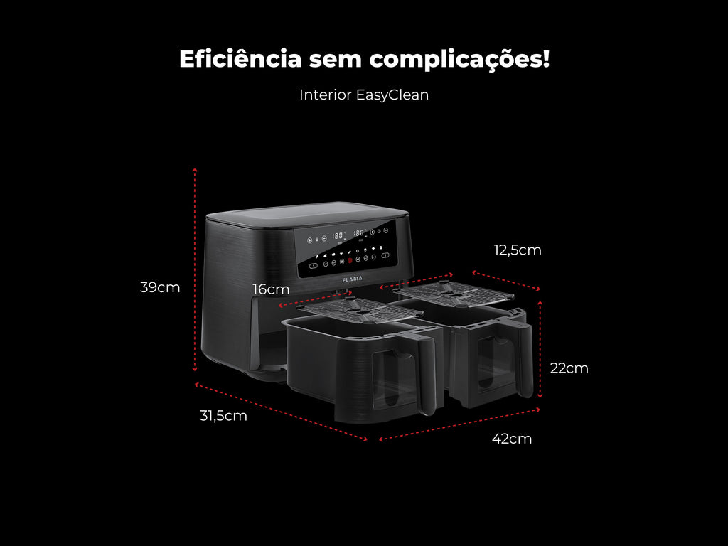 Fritadeira Sem Óleo Air Fryer 2 Gavetas 8L 698FL FLAMA