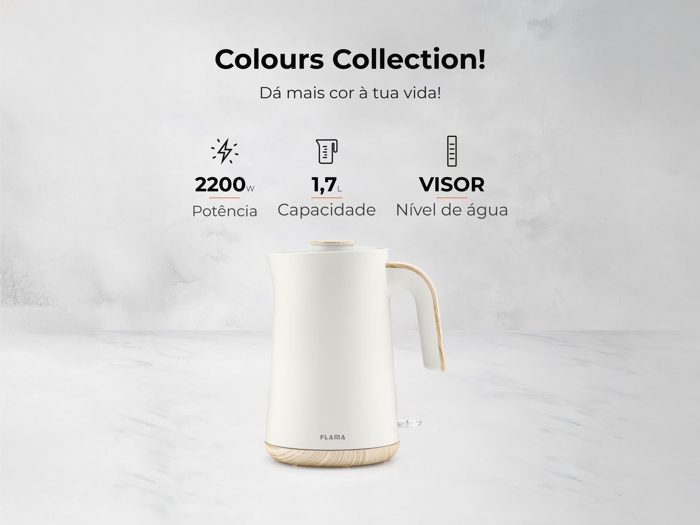 Jarro Elétrico 2200W 1.7L Pearl White 741FL FLAMA