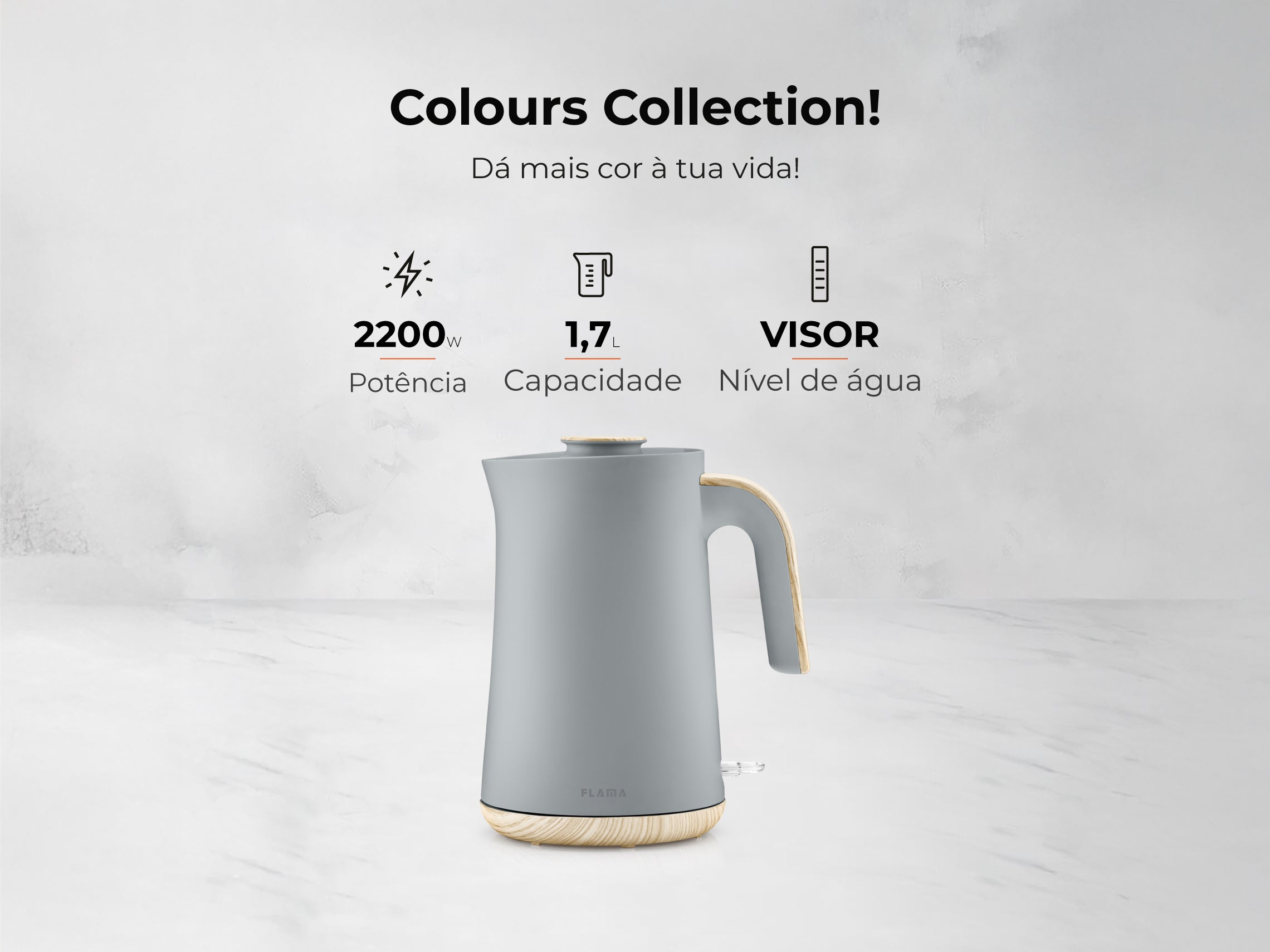 Jarro Elétrico 2200W 1.7L Stone Gray 742FL FLAMA