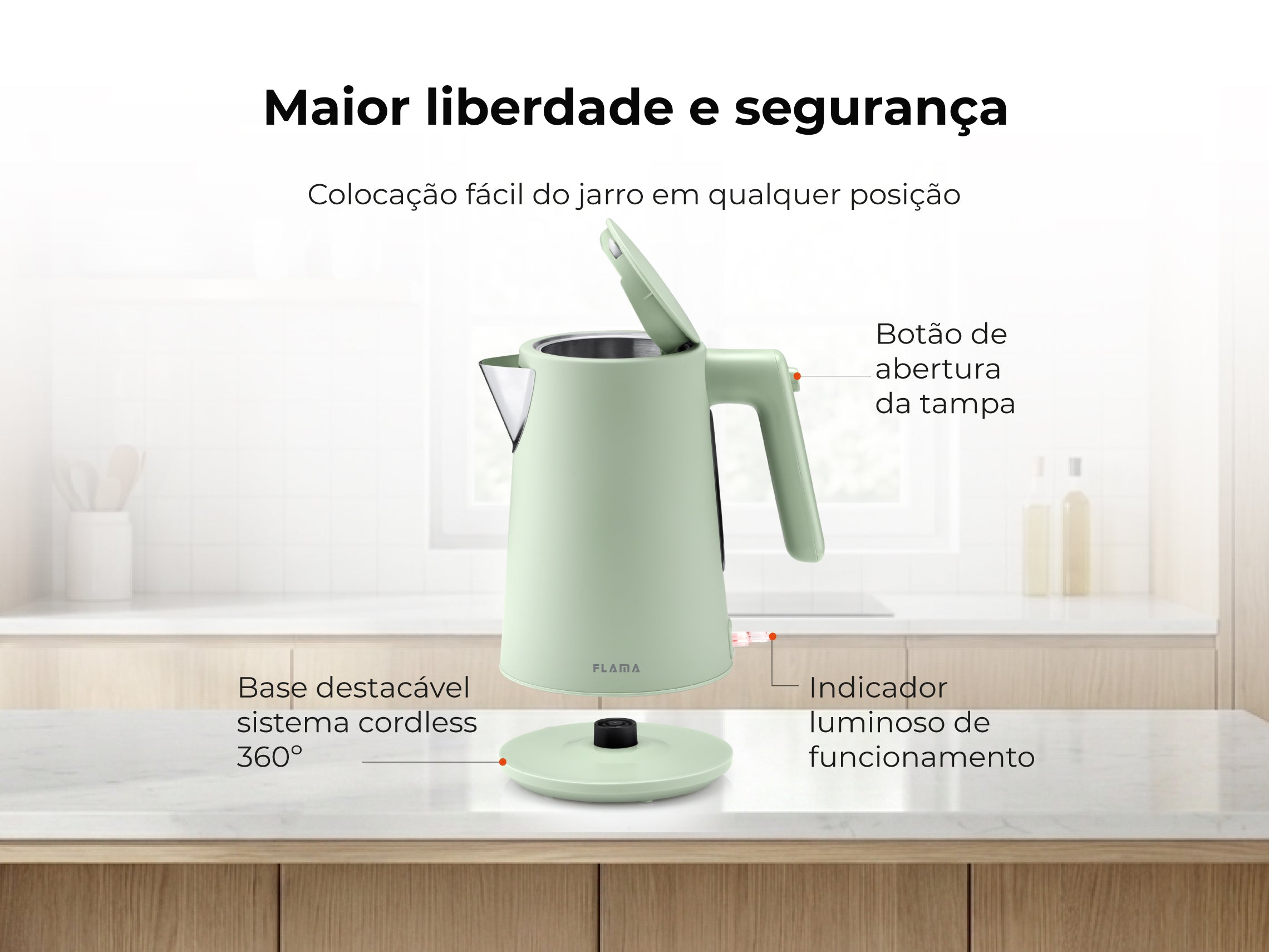 Jarro Elétrico 2200W 1.7L Soft Touch Forest 754FL FLAMA