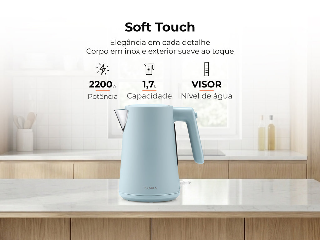 Jarro Elétrico 2200W 1.7L Soft Touch Lagoon 757FL FLAMA