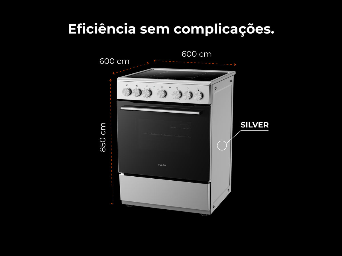 Fogão Elétrico Vitrocerâmica Silver 60x60 8412FL