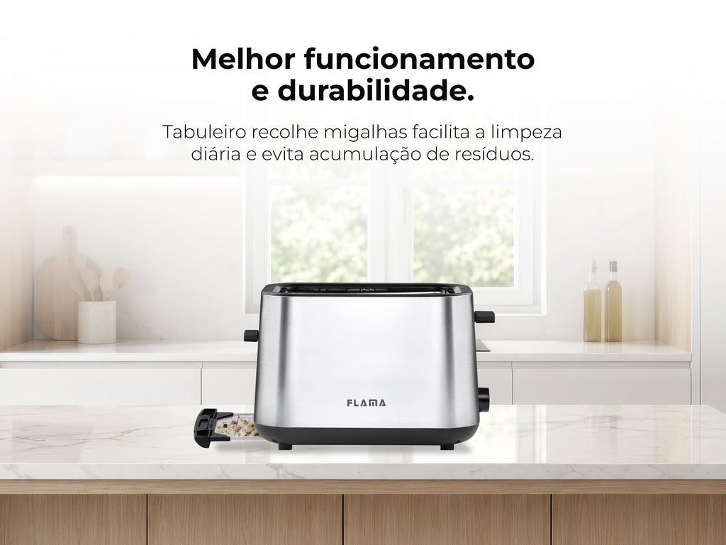 Torradeira Preta Inox 980W 961FL FLAMA
