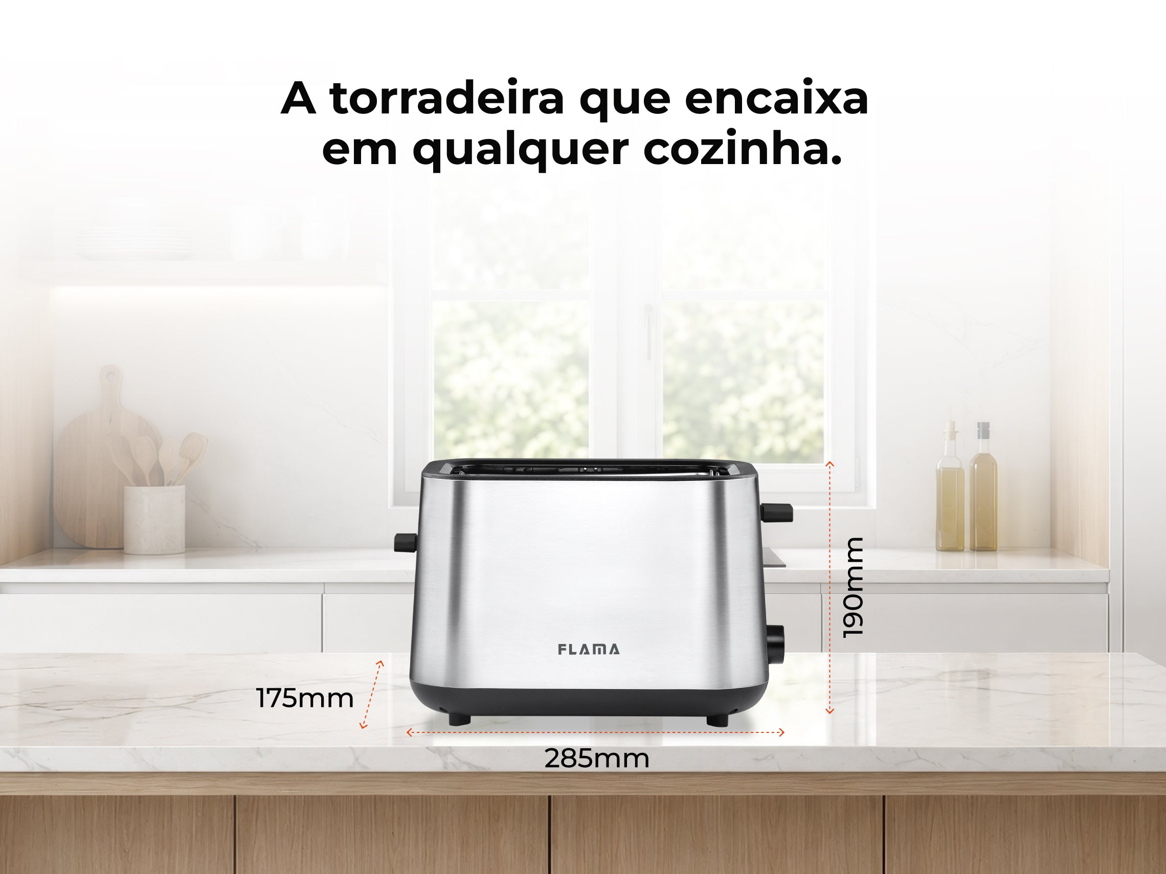 Torradeira Preta Inox 980W 961FL FLAMA
