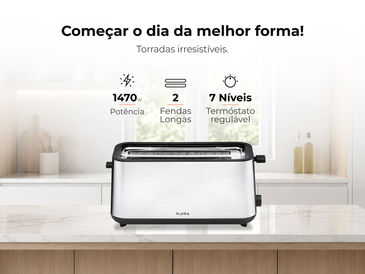 Tostadora negra de acero inoxidable de 1470 W 970FL