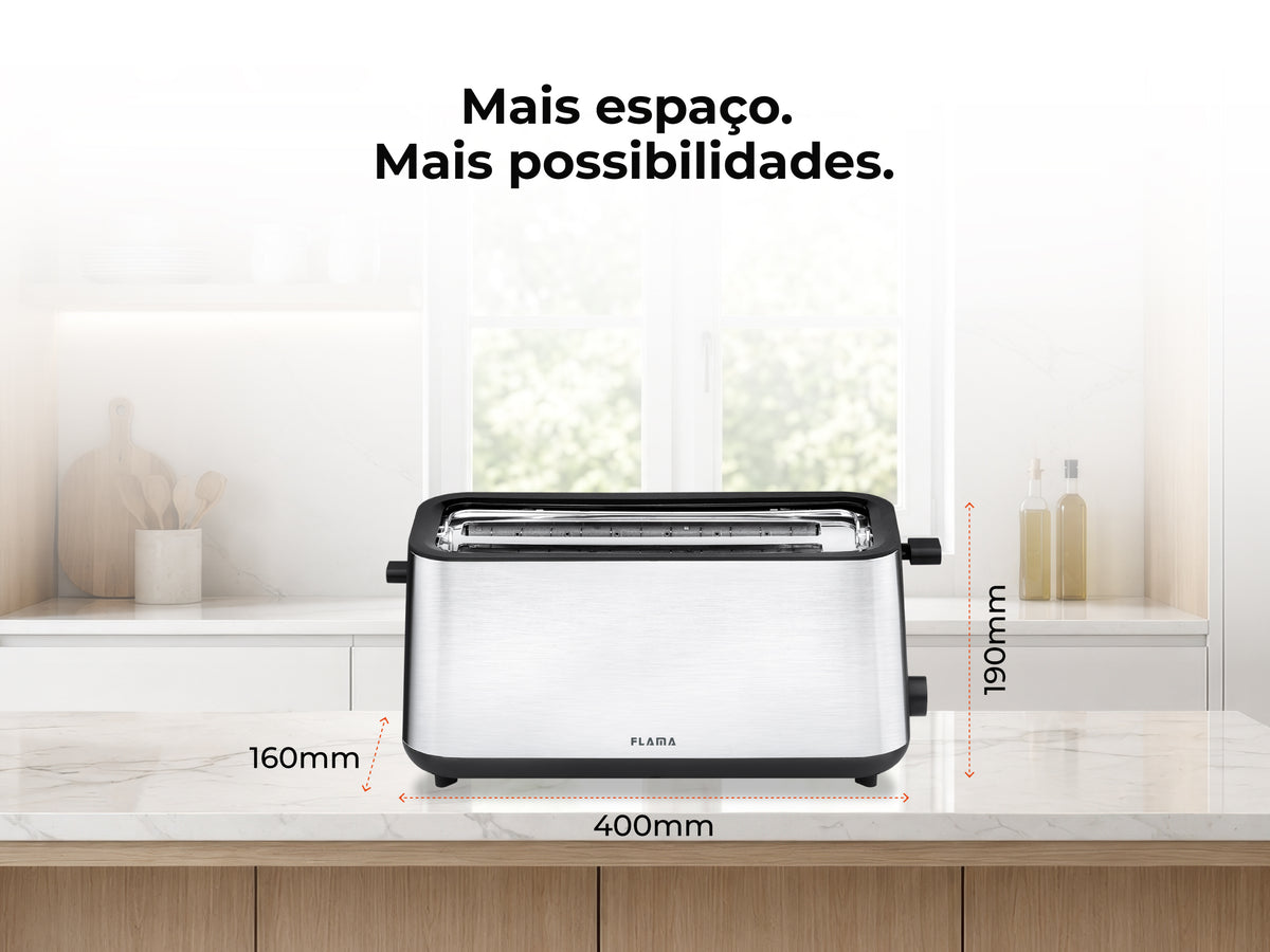 Tostadora negra de acero inoxidable de 1470 W 970FL