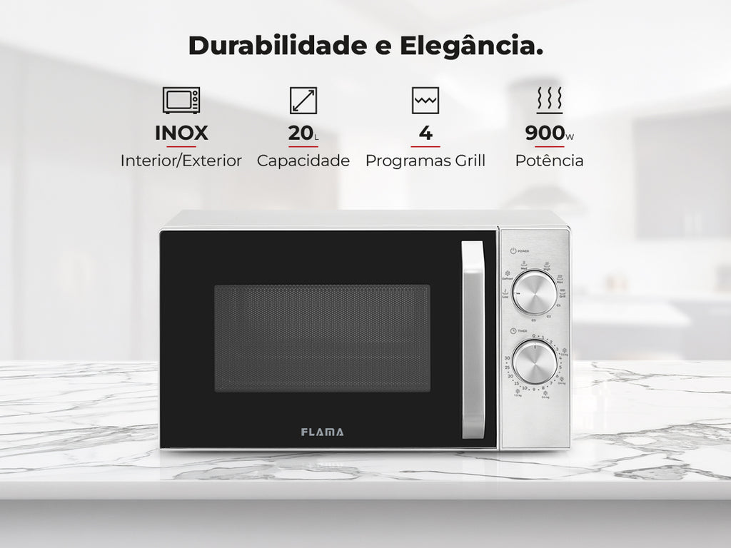 Micro-ondas 20L Com Grill Inox 1815FL FLAMA