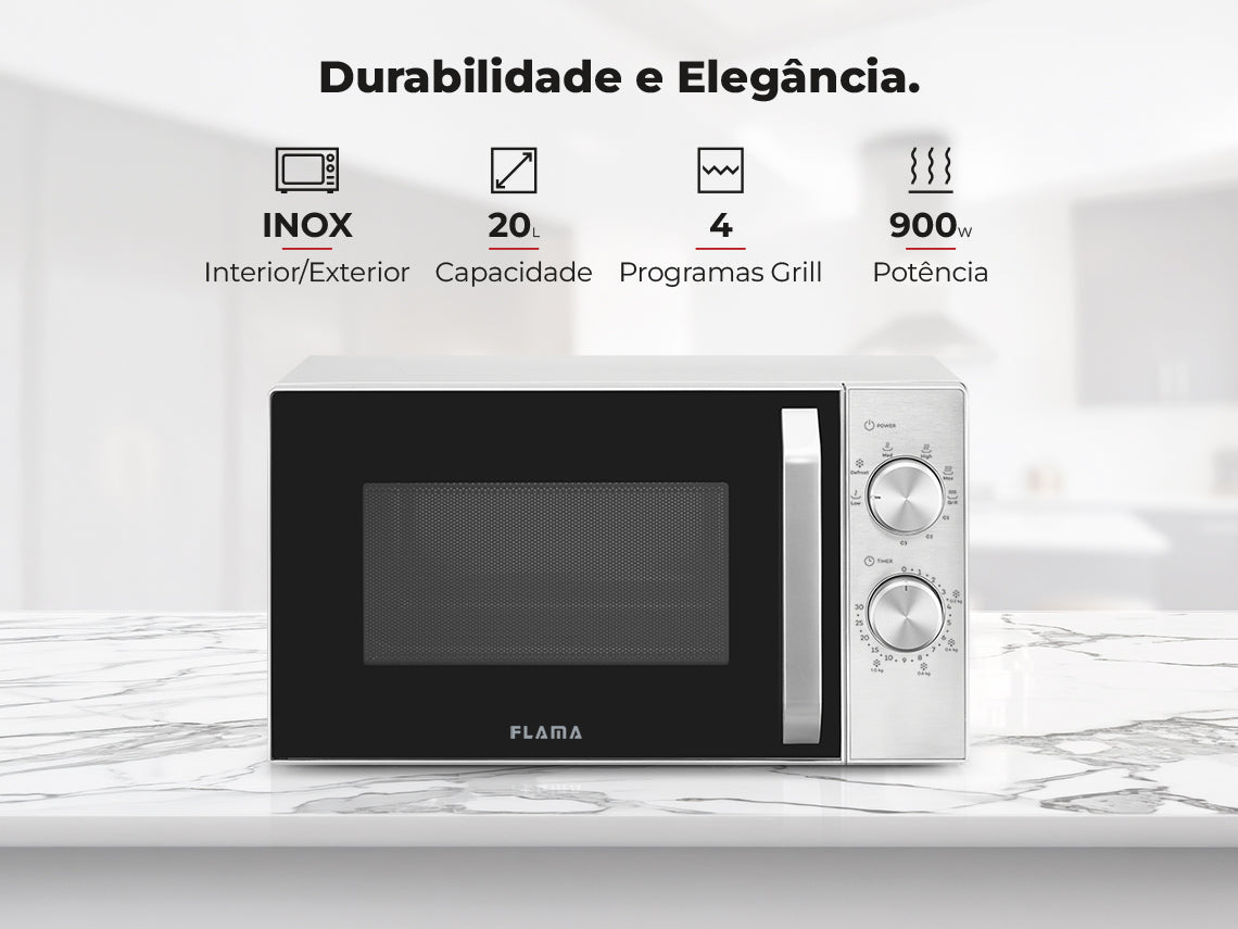 Micro-ondas 20L Com Grill Inox 1815FL FLAMA