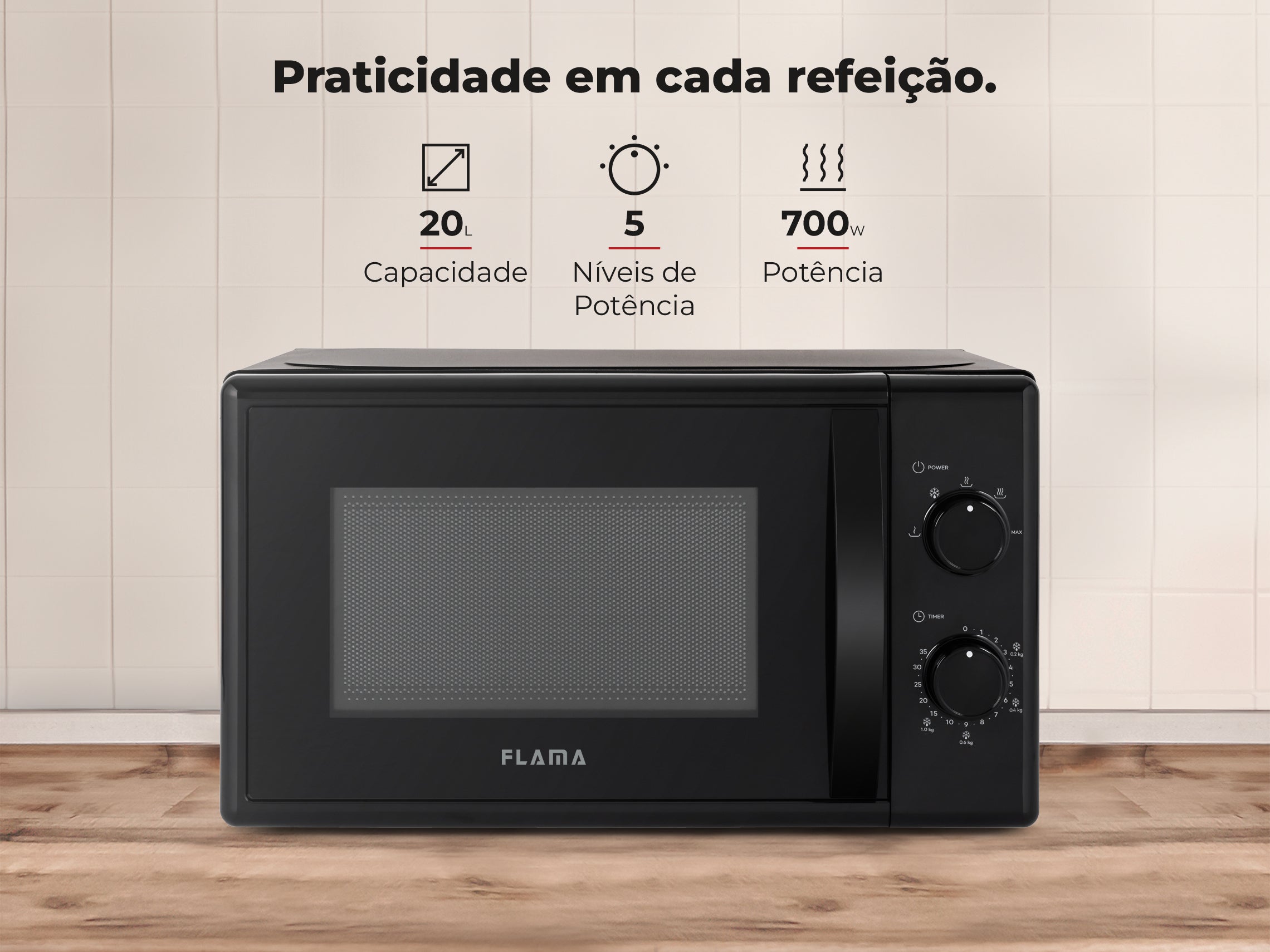 Micro-ondas 20L Preto 1834FL FLAMA