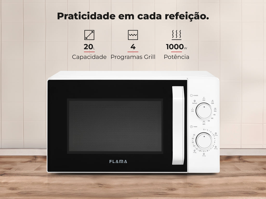 Micro-ondas 20L Com Grill Branco 1843FL FLAMA