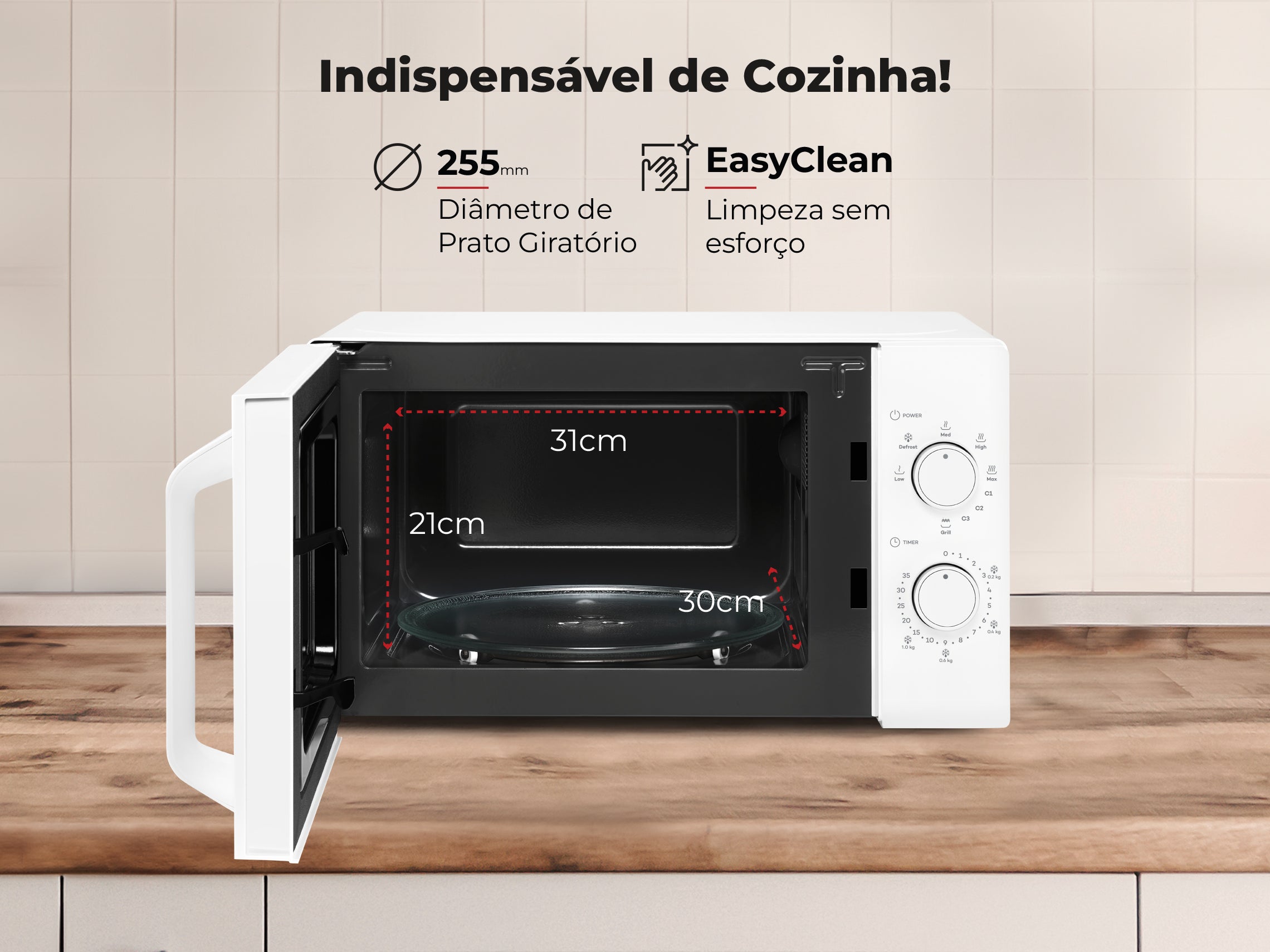 Micro-ondas 20L Com Grill Branco 1843FL FLAMA