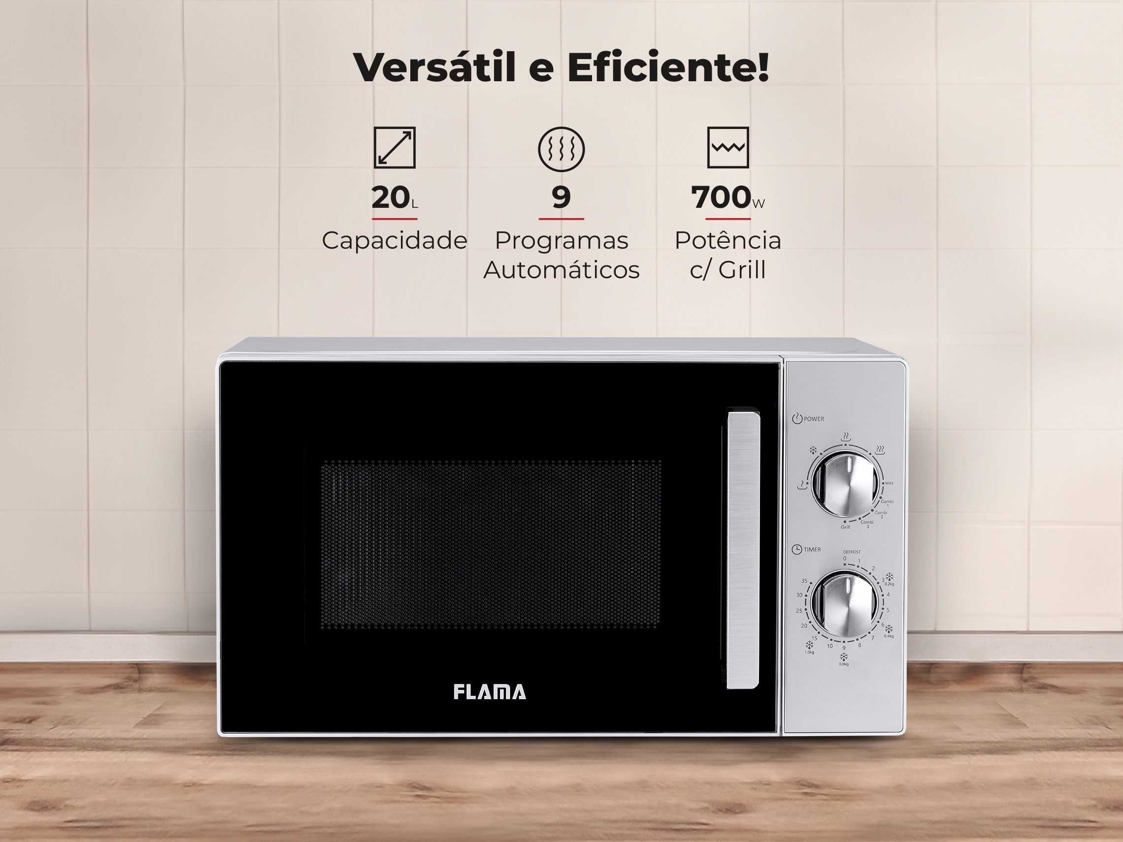 Micro-ondas 20L Com Grill Inox 1803FL FLAMA