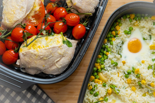 Peitos de Frango Recheados + Arroz colorido